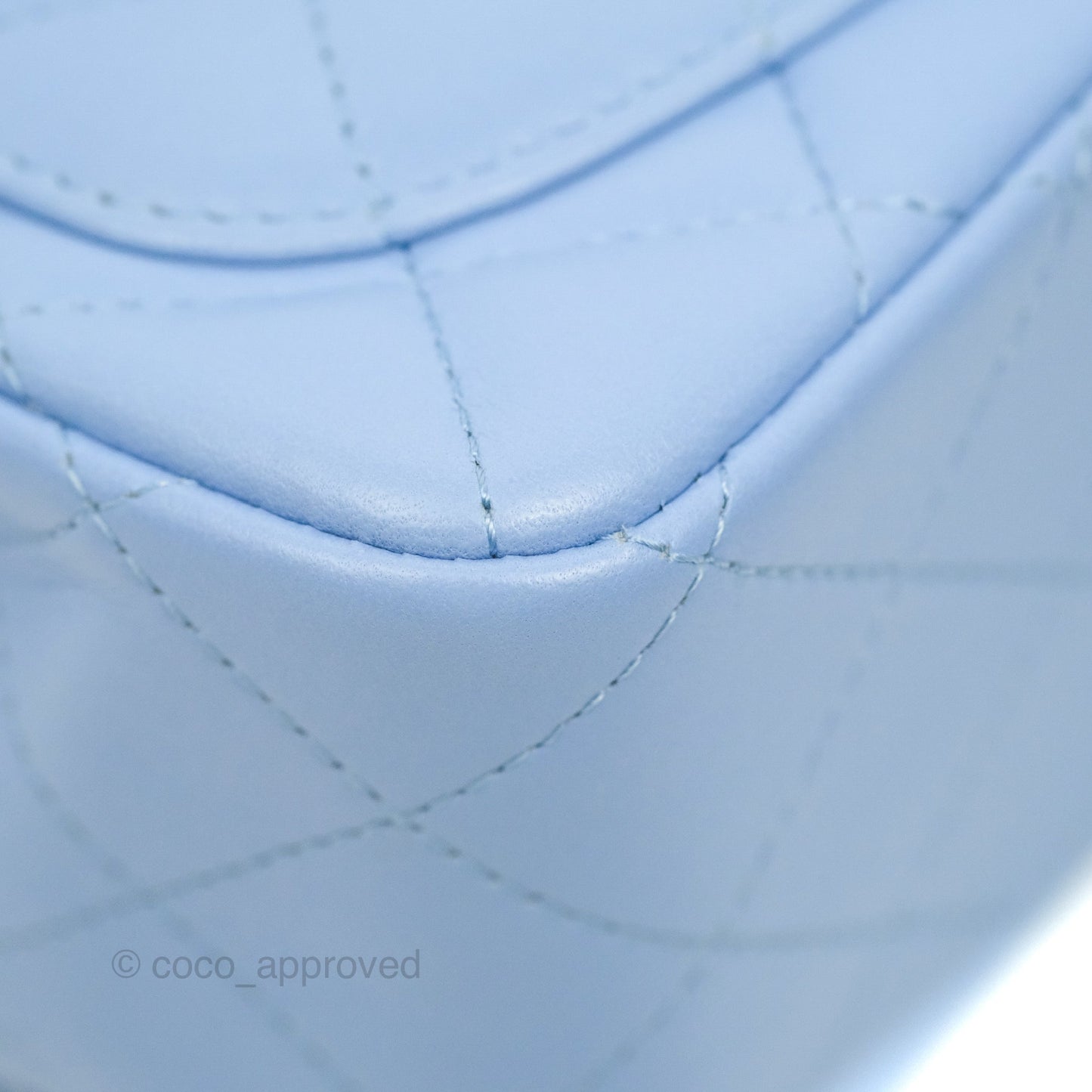 Chanel Mini Square Quilted Sky Blue Lambskin Gold Hardware 21C