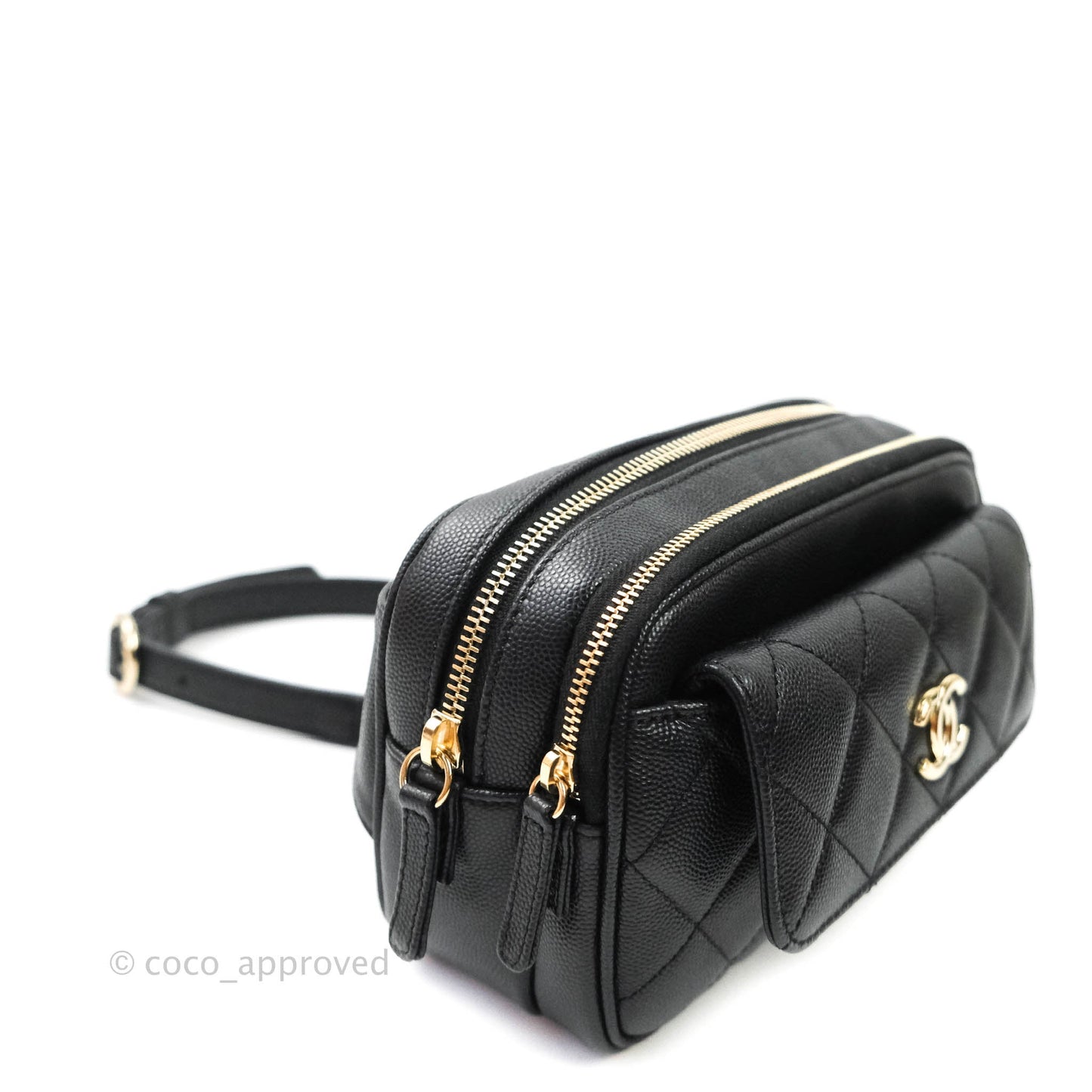 Chanel Quilted Caviar Waist Bag Black Gold Hardware