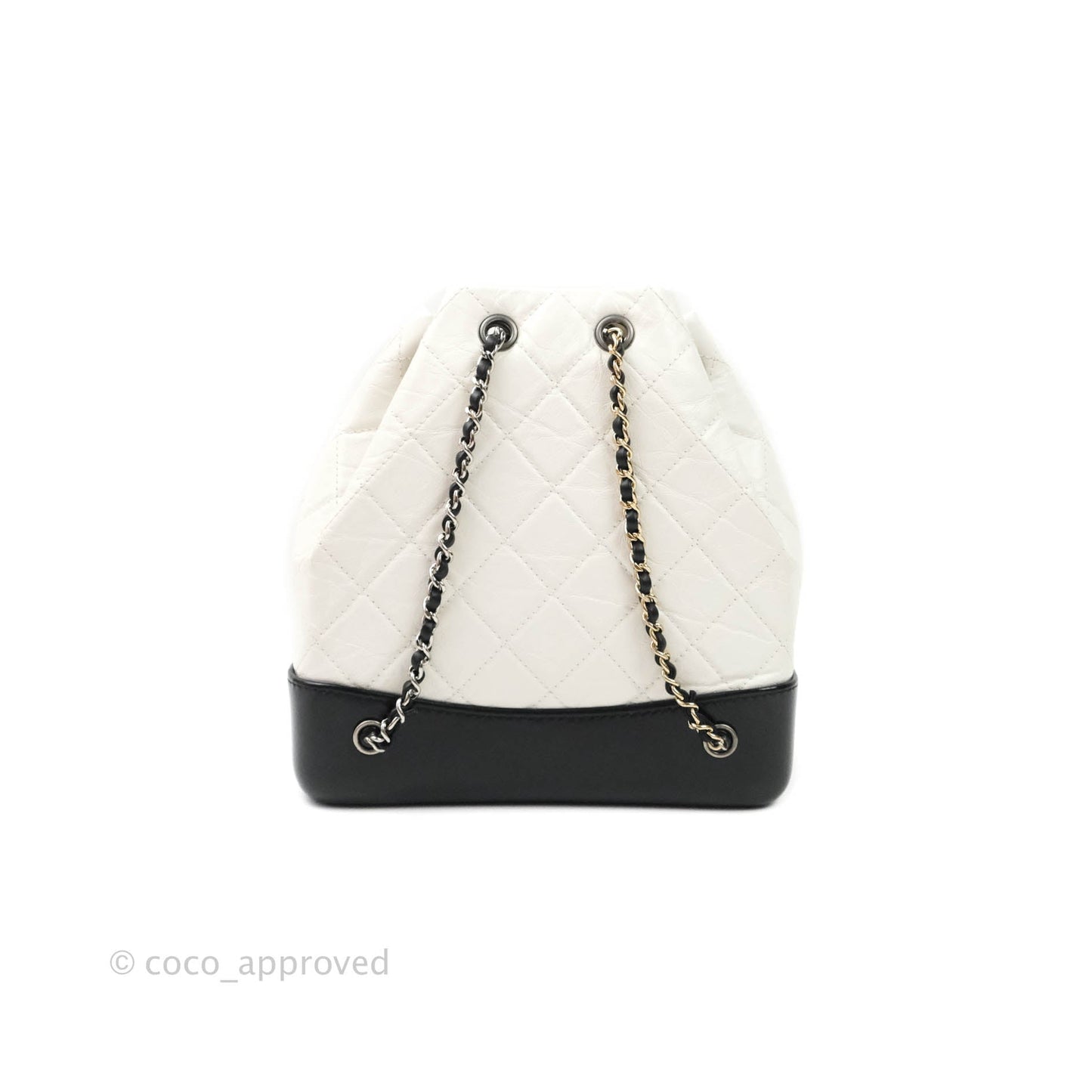 Chanel Small Gabrielle Backpack White Black Aged Calfskin