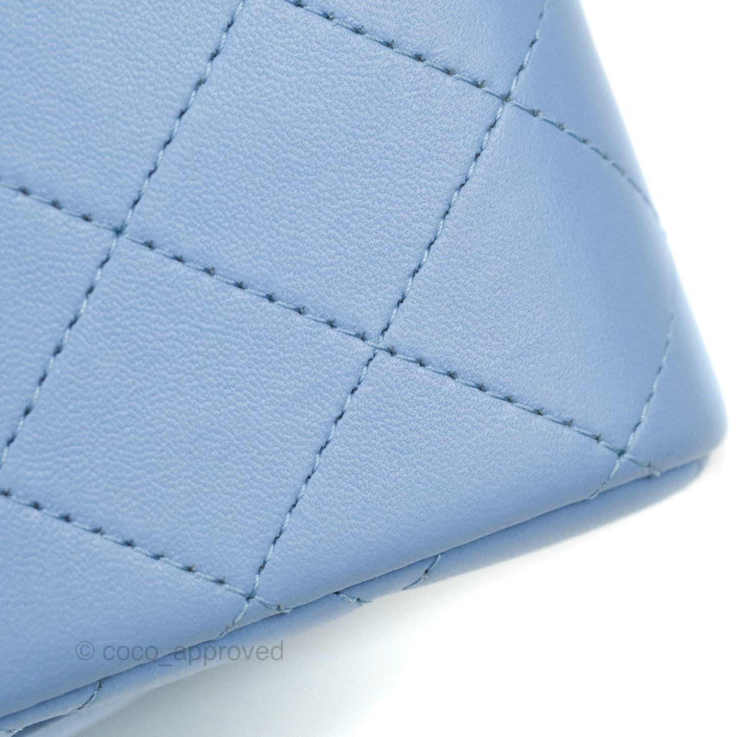 Chanel Mini Square Quilted Sky Blue Lambskin Gold Hardware 21C