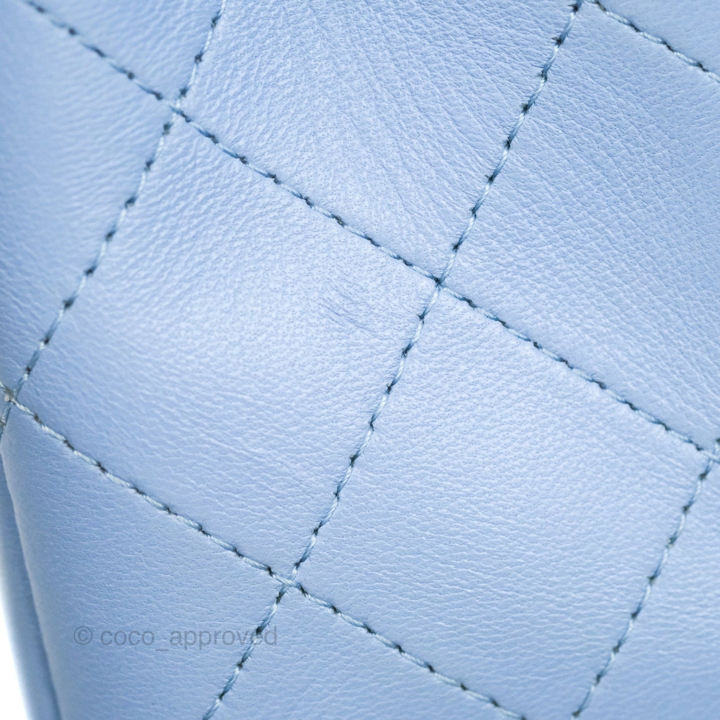 Chanel Mini Square Quilted Sky Blue Lambskin Gold Hardware 21C