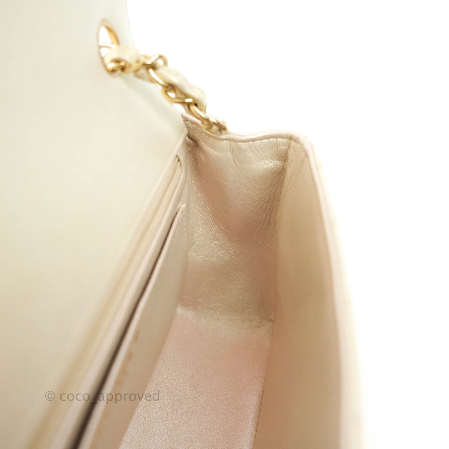 Chanel Quilted Mini Rectangular Iridescent Ivory Lambskin Gold Hardware