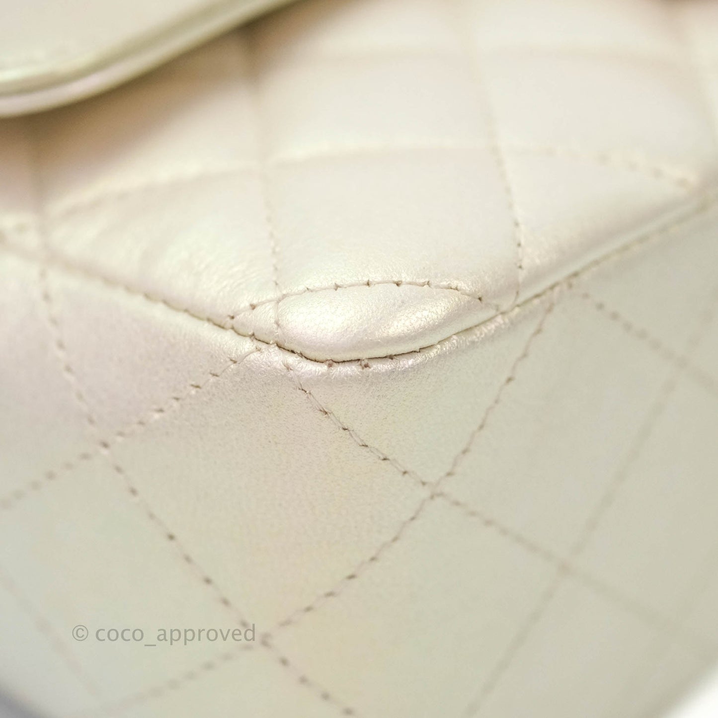Chanel Quilted Mini Rectangular Iridescent Ivory Lambskin Gold Hardware