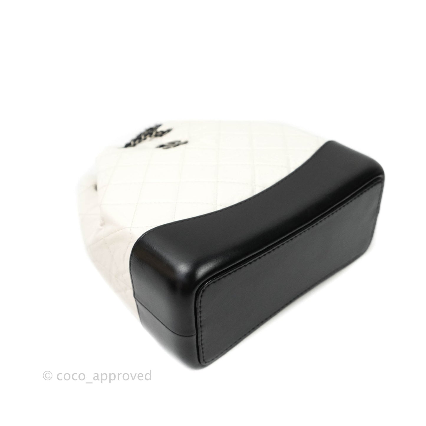 Chanel Small Gabrielle Backpack White Black Aged Calfskin