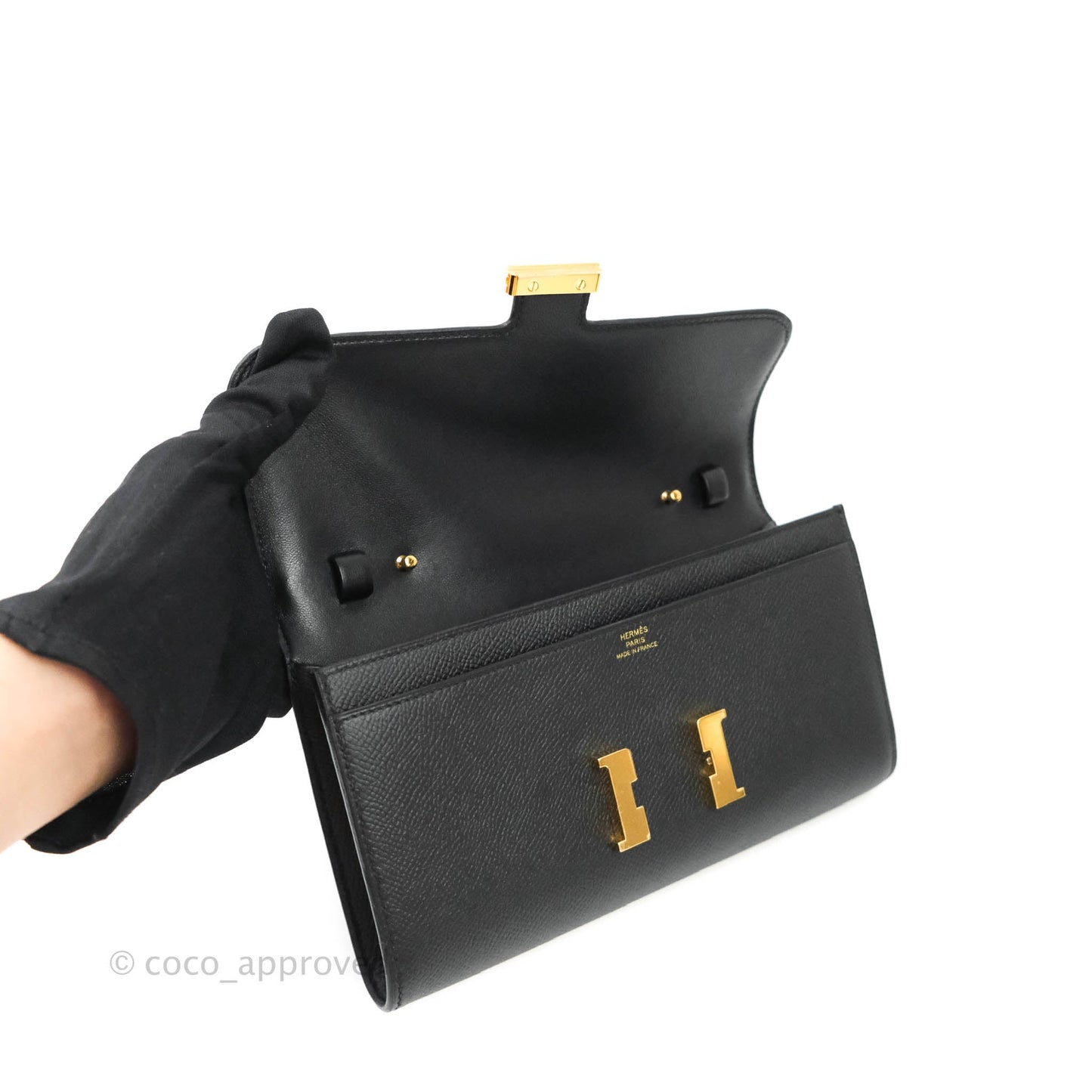 Hermès Constance Long To Go Wallet Black Epsom Gold Hardware