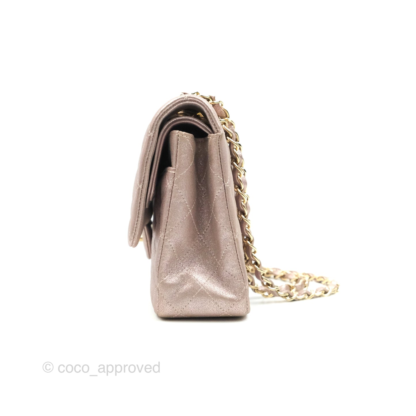 Chanel Classic M/L Medium Double Flap Rose Gold Pink Lambskin Gold Hardware