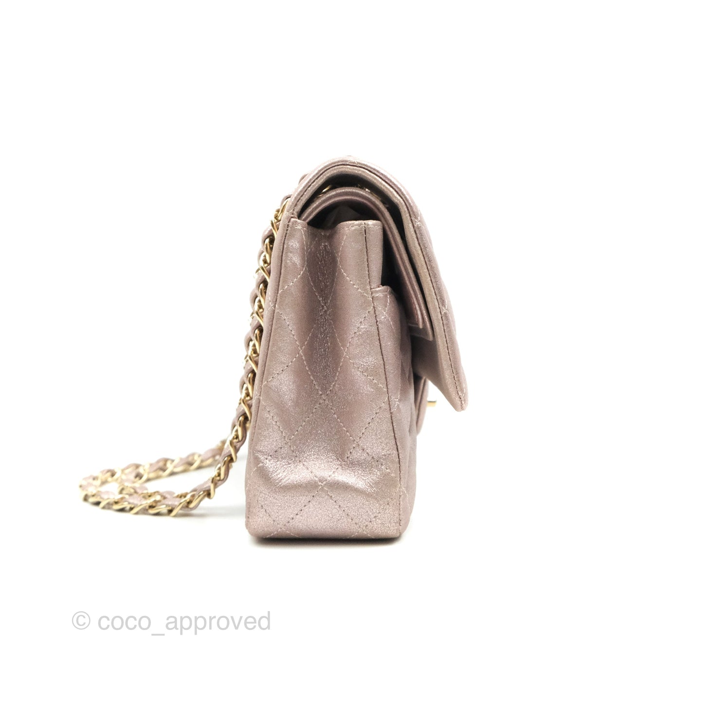 Chanel Classic M/L Medium Double Flap Rose Gold Pink Lambskin Gold Hardware