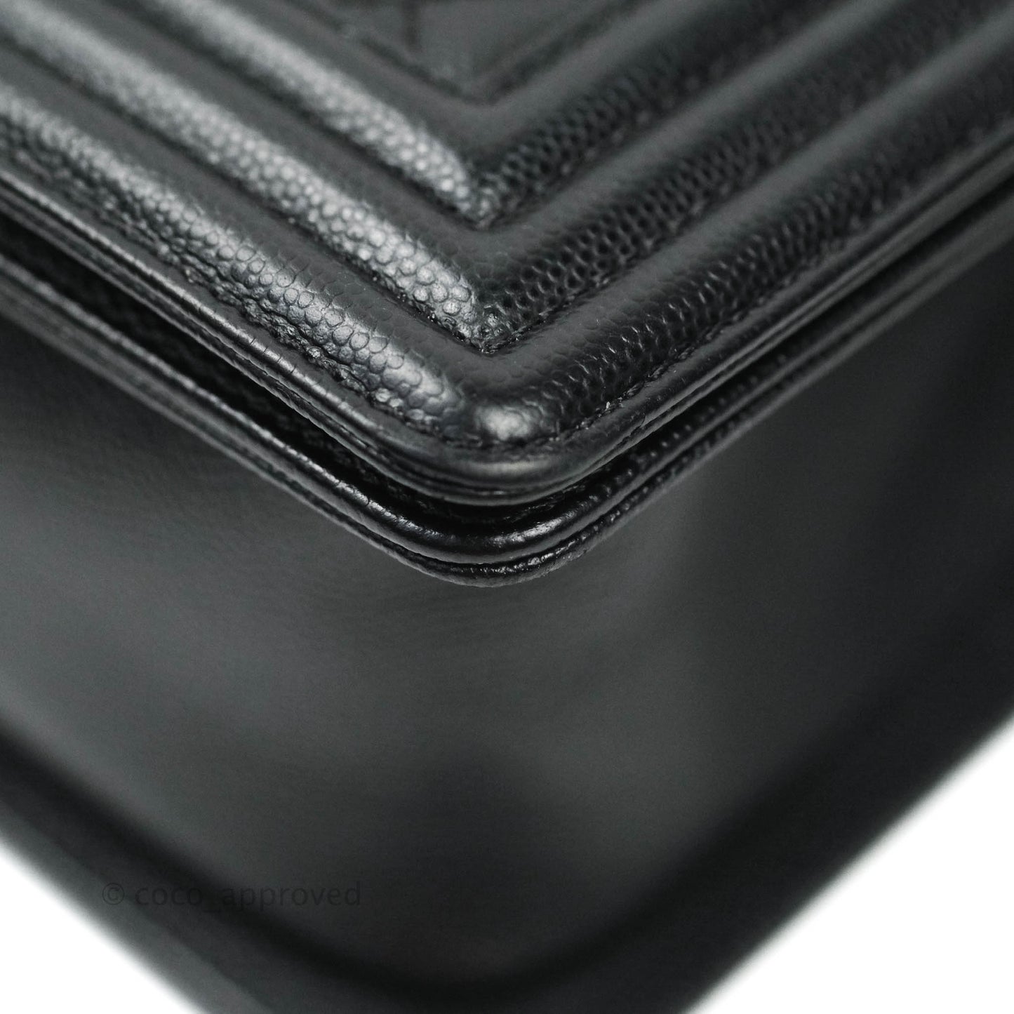 Chanel Boy Quilted Medium Black Caviar Aged Gold Hardware