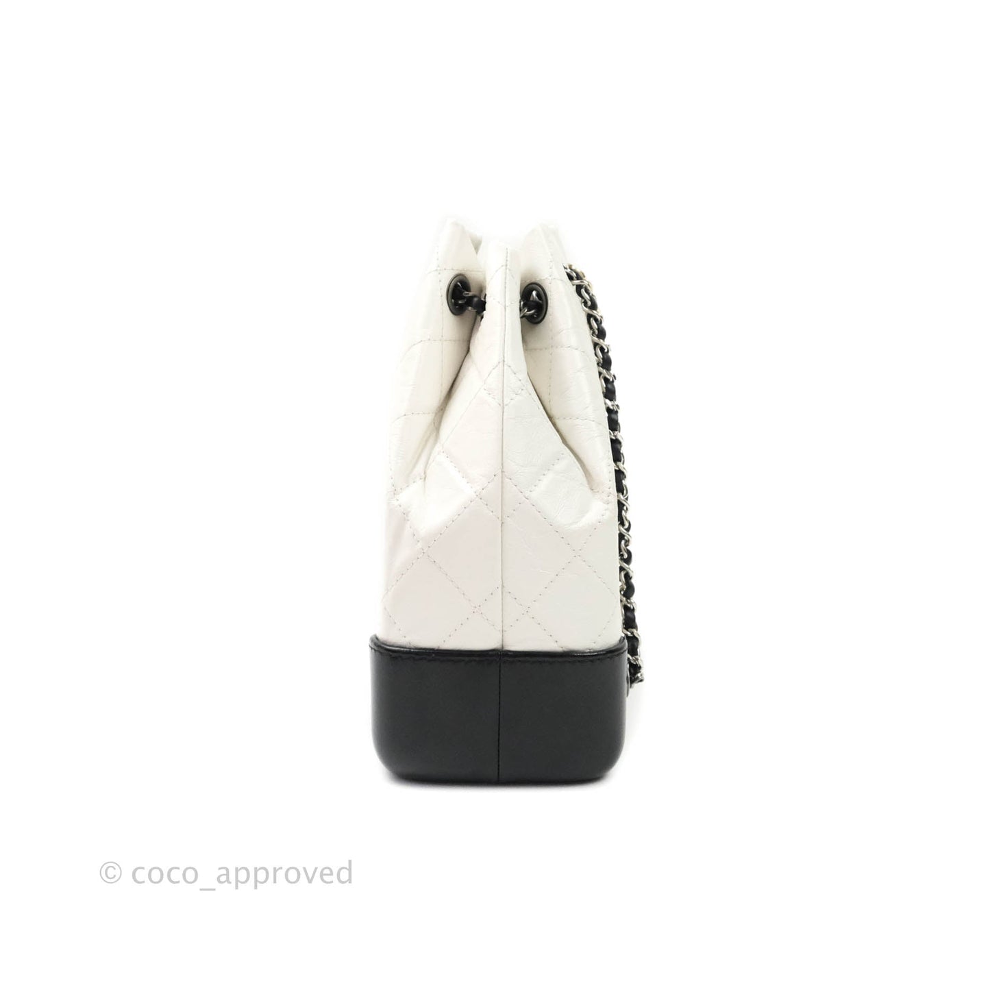 Chanel Small Gabrielle Backpack White Black Aged Calfskin