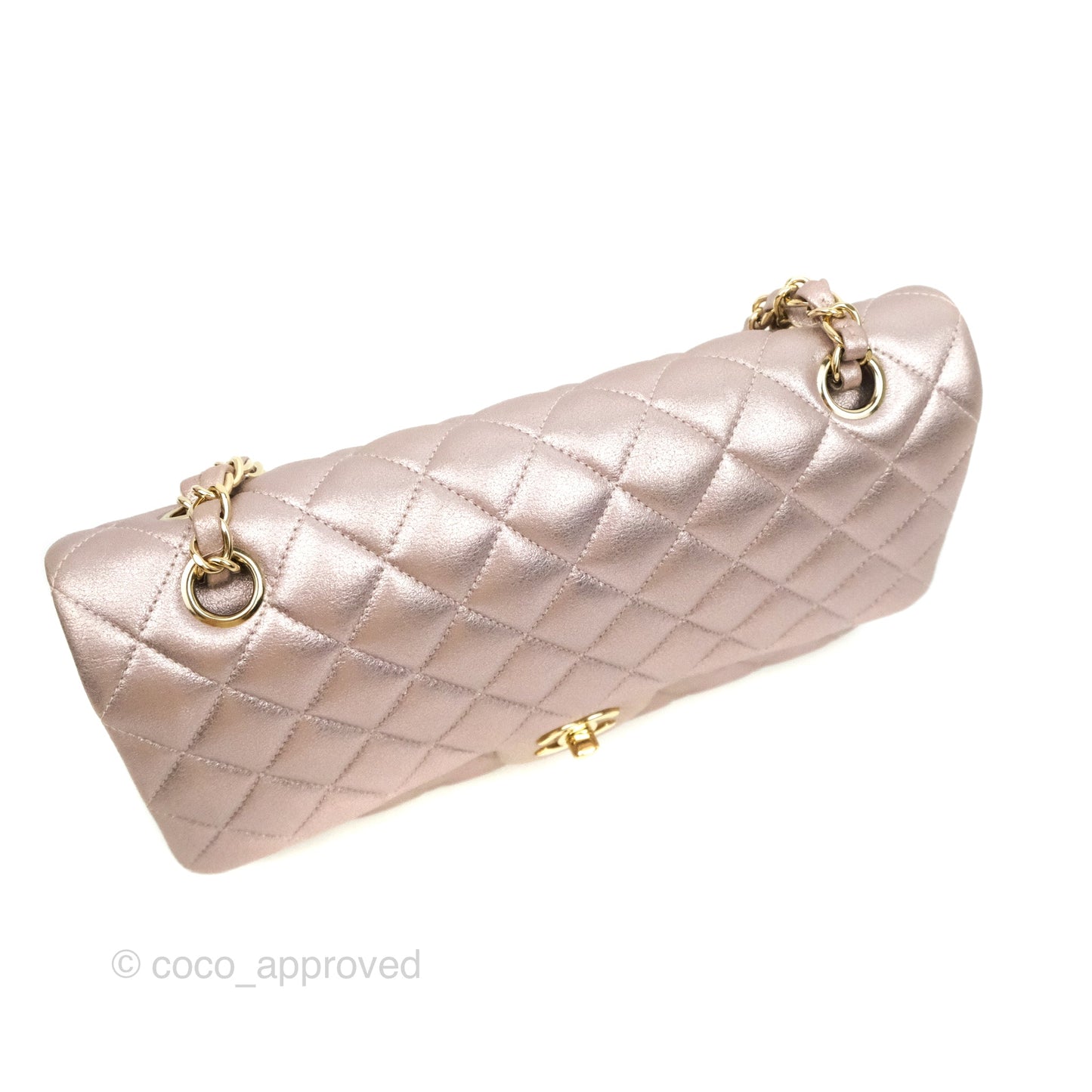 Chanel Classic M/L Medium Double Flap Rose Gold Pink Lambskin Gold Hardware