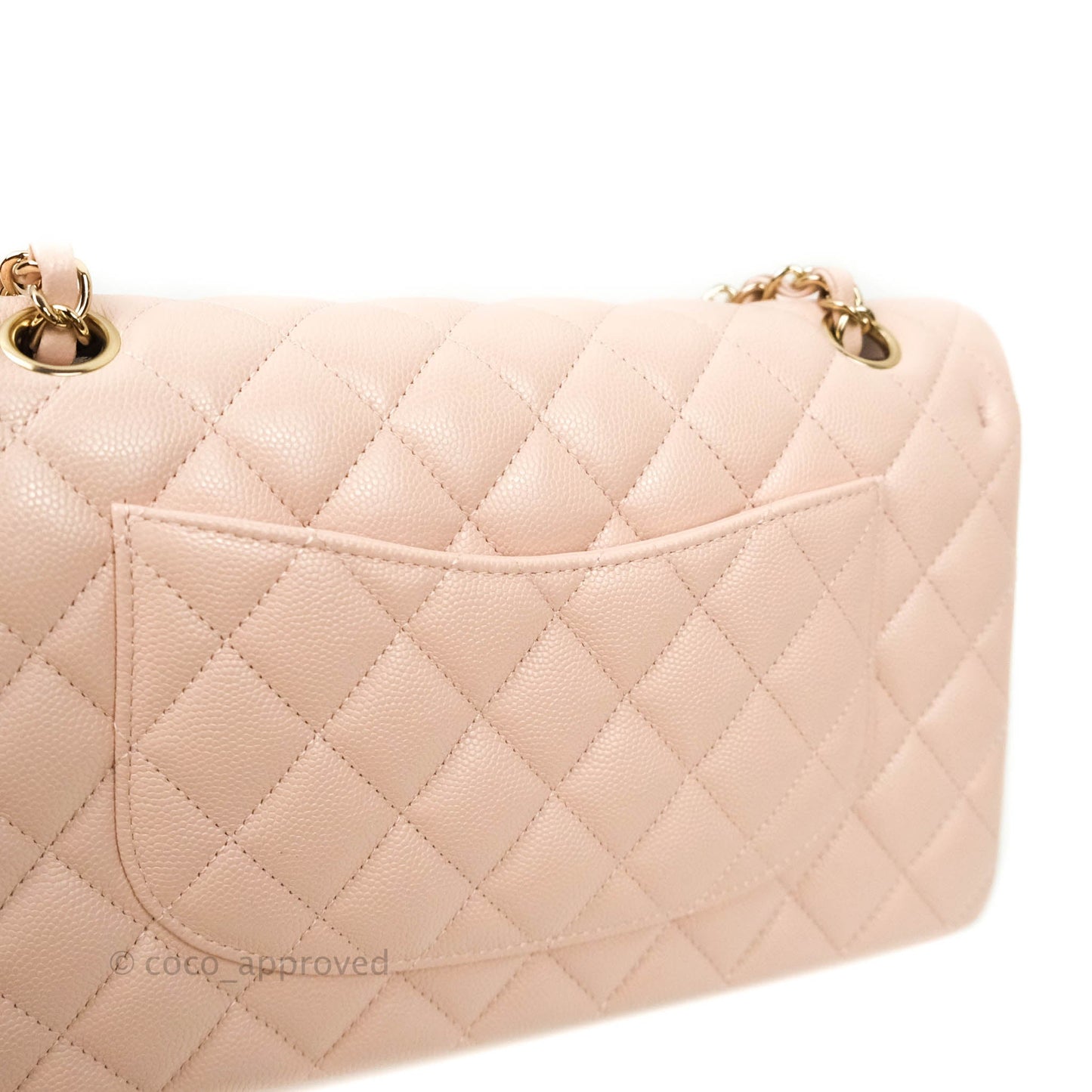 Chanel M/L Medium Double Flap Bag Rose Claire Caviar Gold Hardware 21C