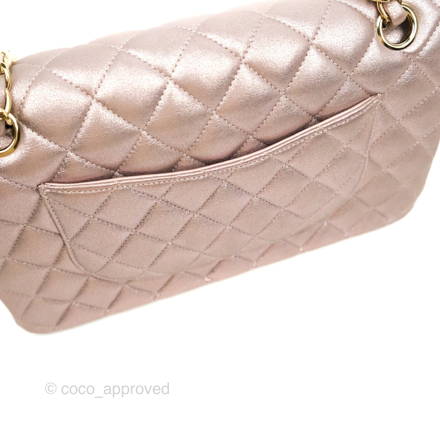 Chanel Classic M/L Medium Double Flap Rose Gold Pink Lambskin Gold Hardware