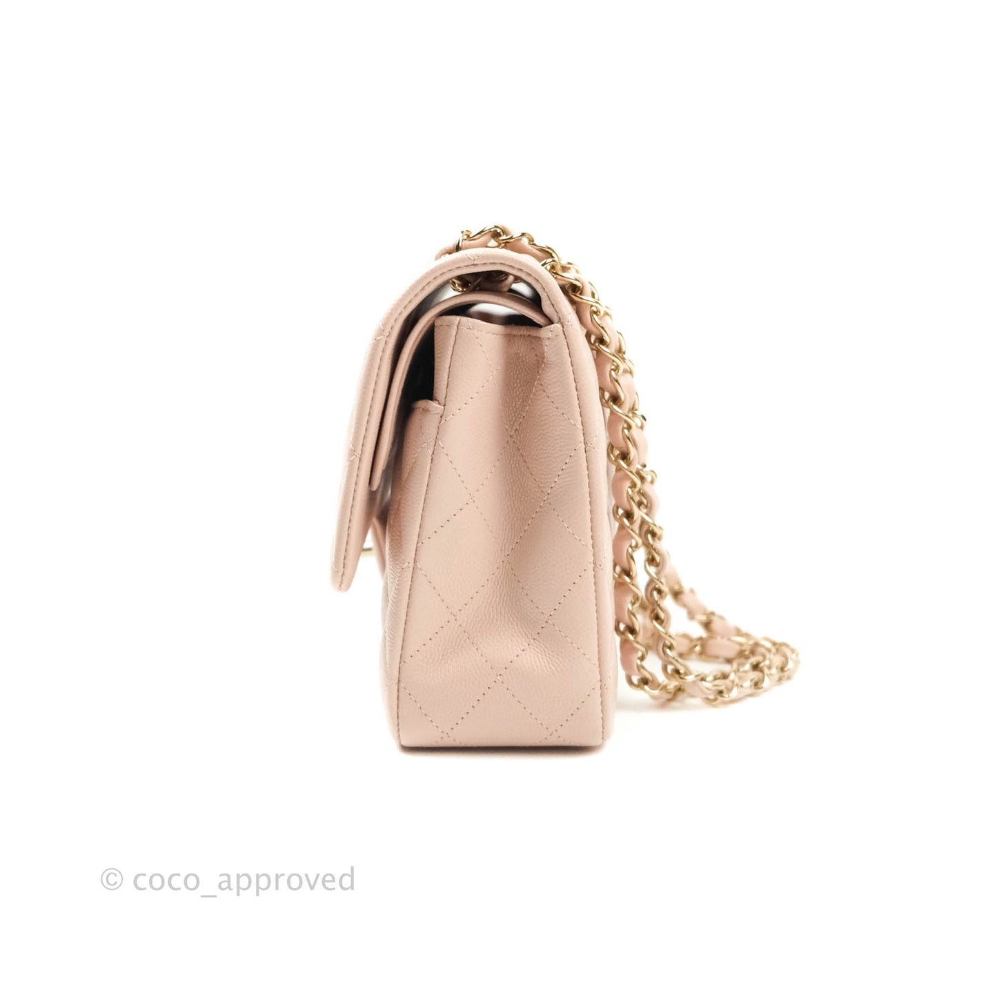 Chanel M/L Medium Double Flap Bag Rose Claire Caviar Gold Hardware 21C