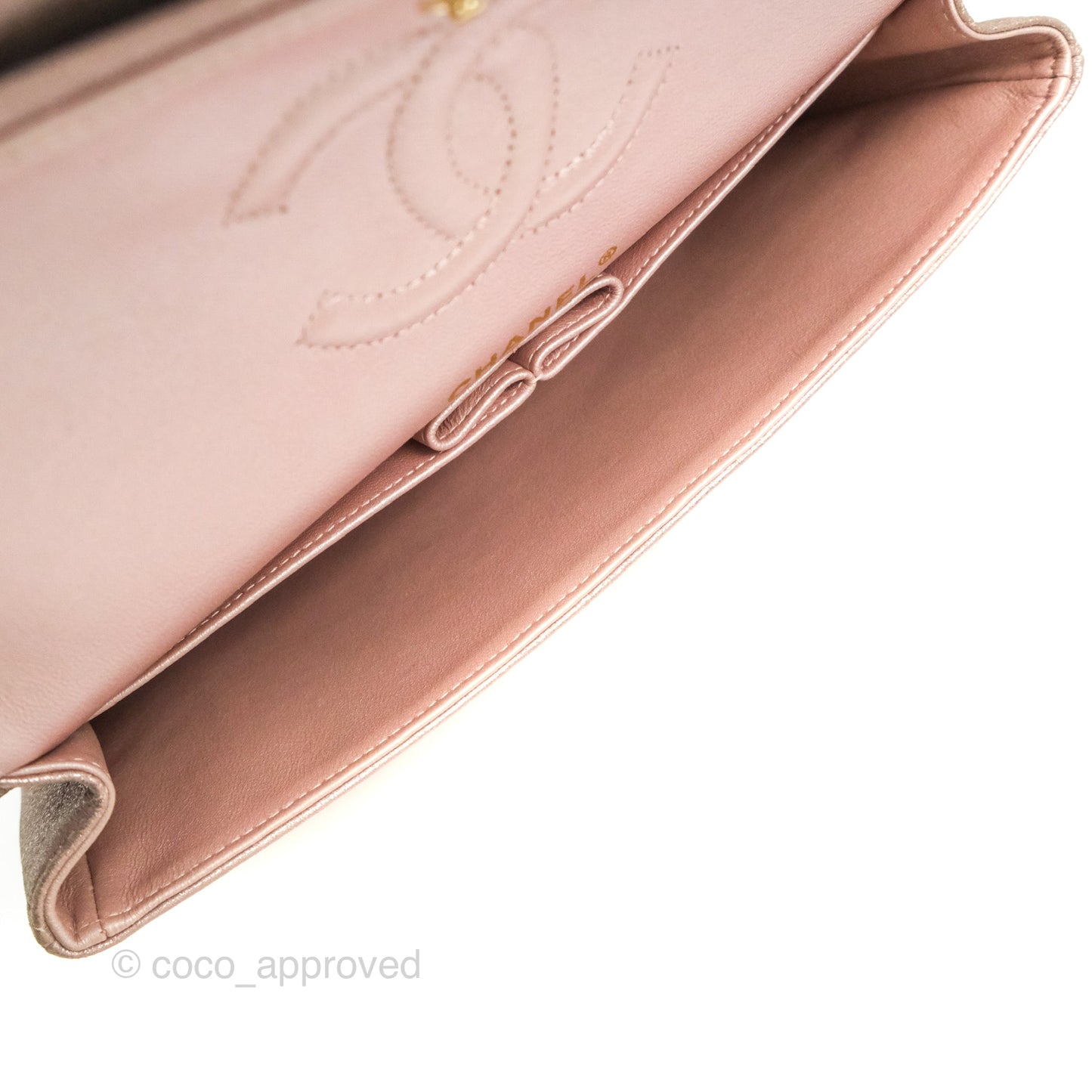 Chanel Classic M/L Medium Double Flap Rose Gold Pink Lambskin Gold Hardware
