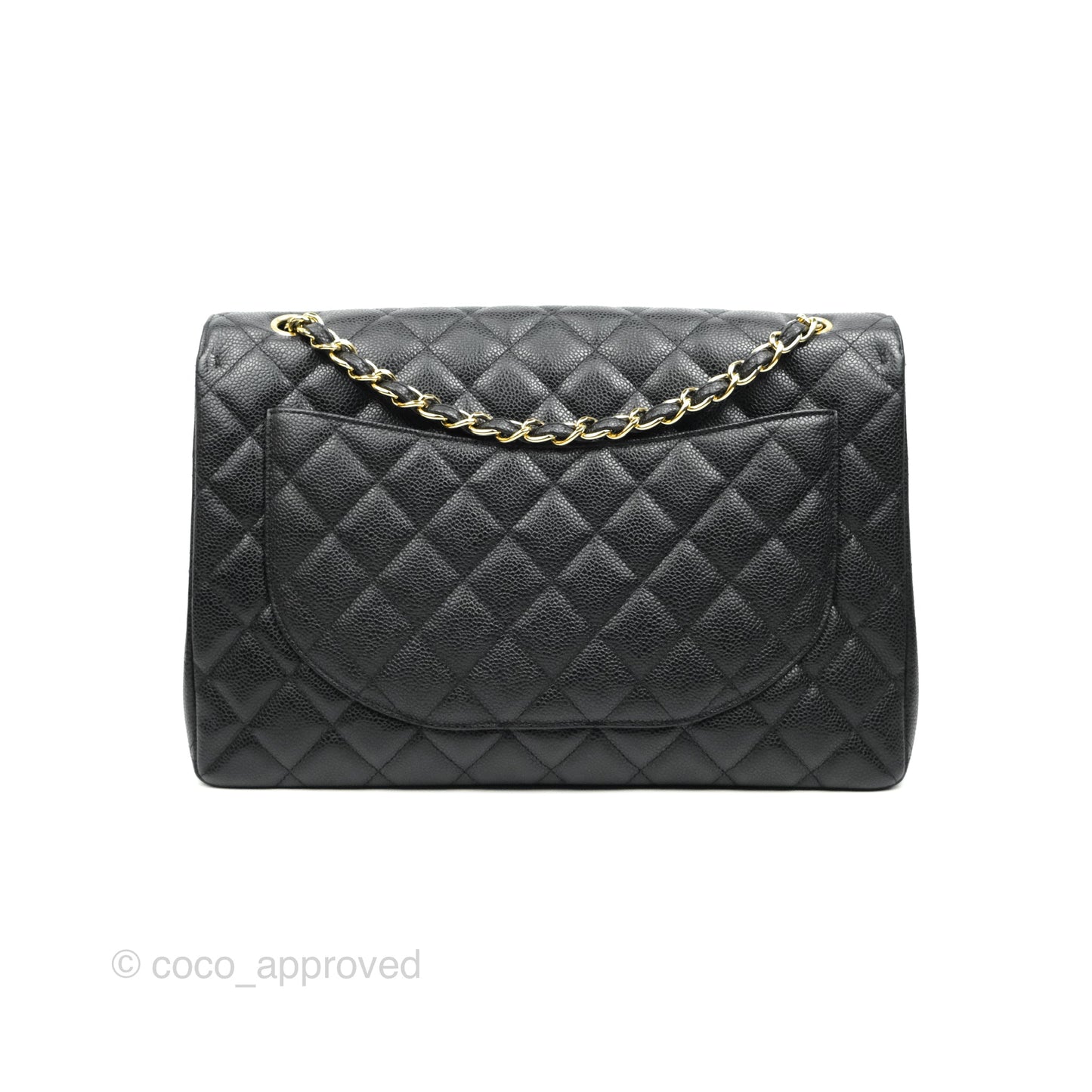 Chanel Quilted Single Flap Maxi Black Caviar Gold Hardware