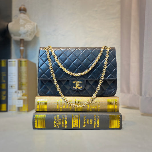 No.2218-Chanel Vintage Lambskin Double Flap Shoulder Bag
