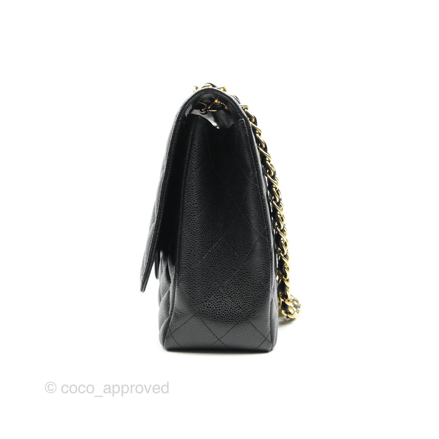 Chanel Quilted Single Flap Maxi Black Caviar Gold Hardware