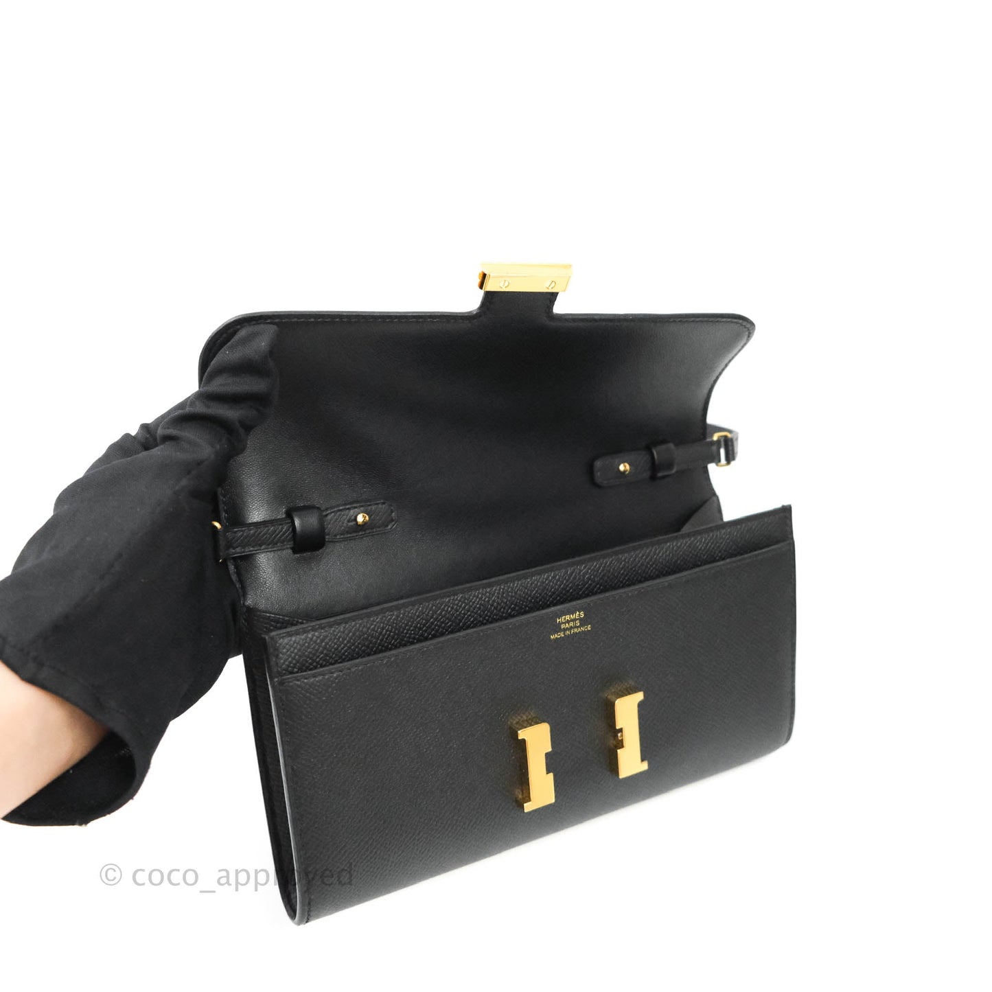 Hermès Constance Long To Go Wallet Black Epsom Gold Hardware