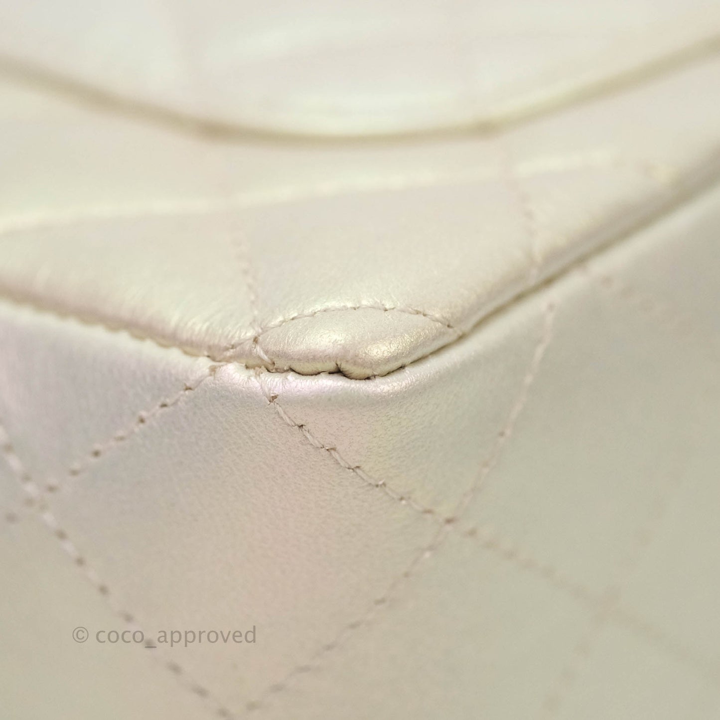 Chanel Quilted Mini Rectangular Iridescent Ivory Lambskin Gold Hardware