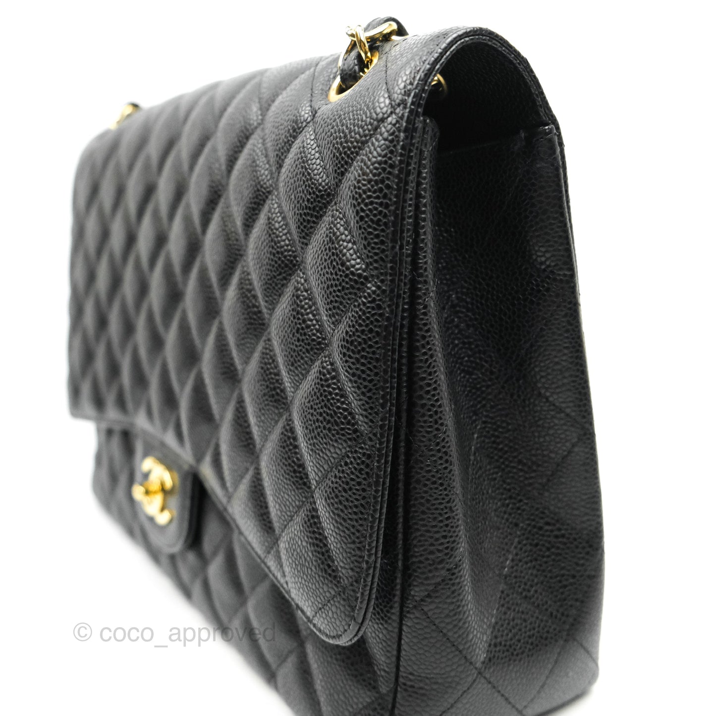 Chanel Quilted Single Flap Maxi Black Caviar Gold Hardware