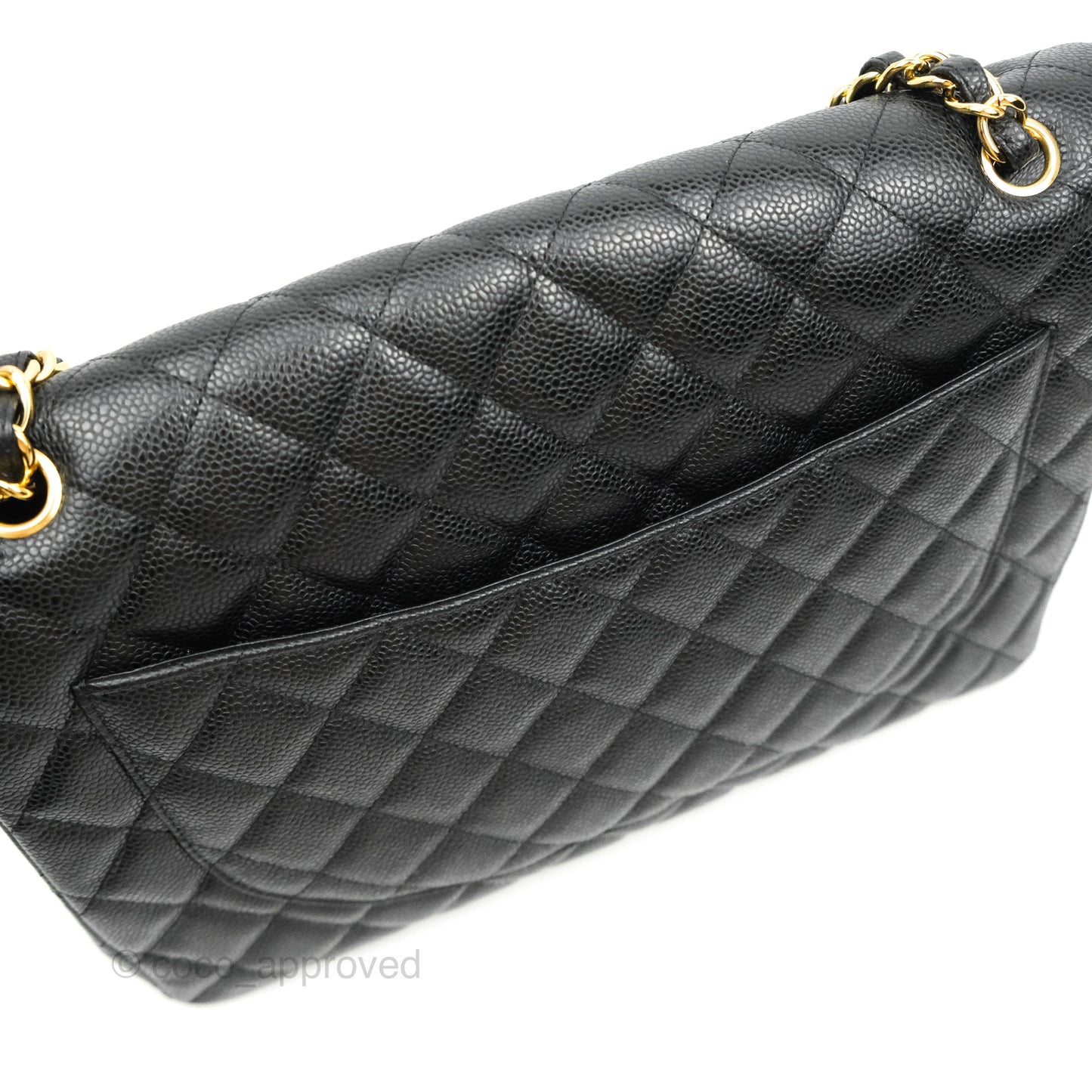 Chanel Quilted Single Flap Maxi Black Caviar Gold Hardware