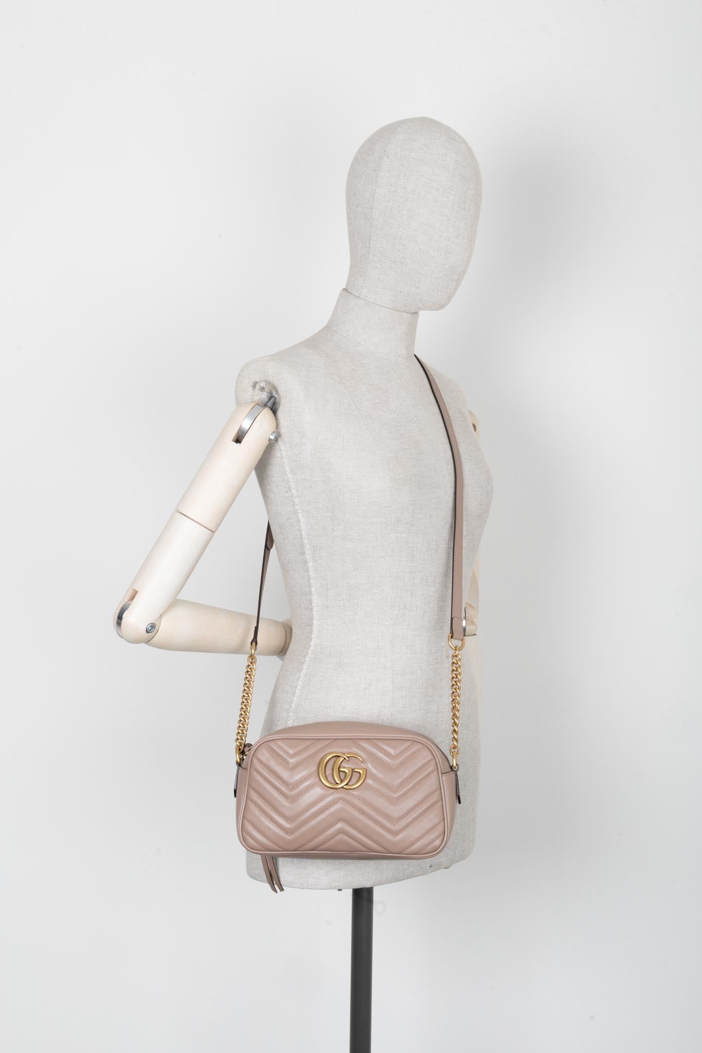 Luxury Gucci Trending 2025 Small Marmont Quilted Crossbody Bag Nude