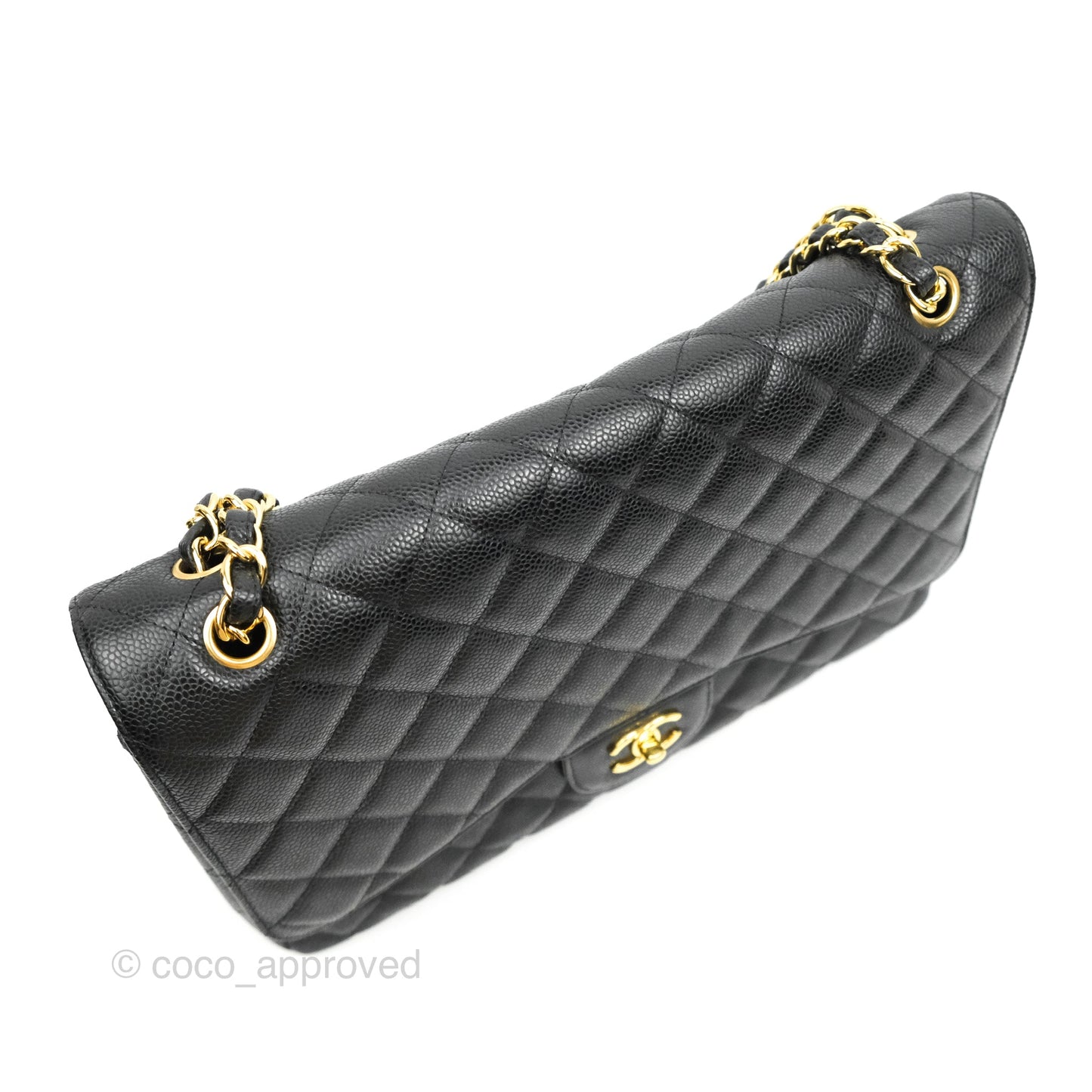 Chanel Quilted Single Flap Maxi Black Caviar Gold Hardware