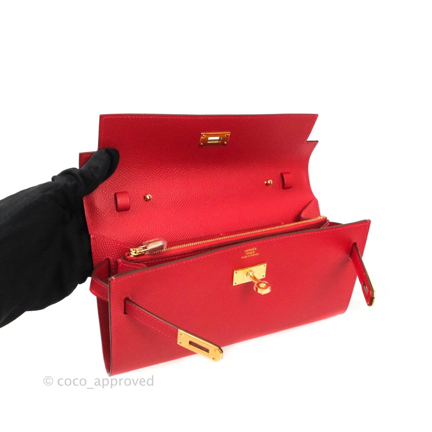 Hermès Epsom Kelly To Go Wallet Red Gold Palladium Hardware