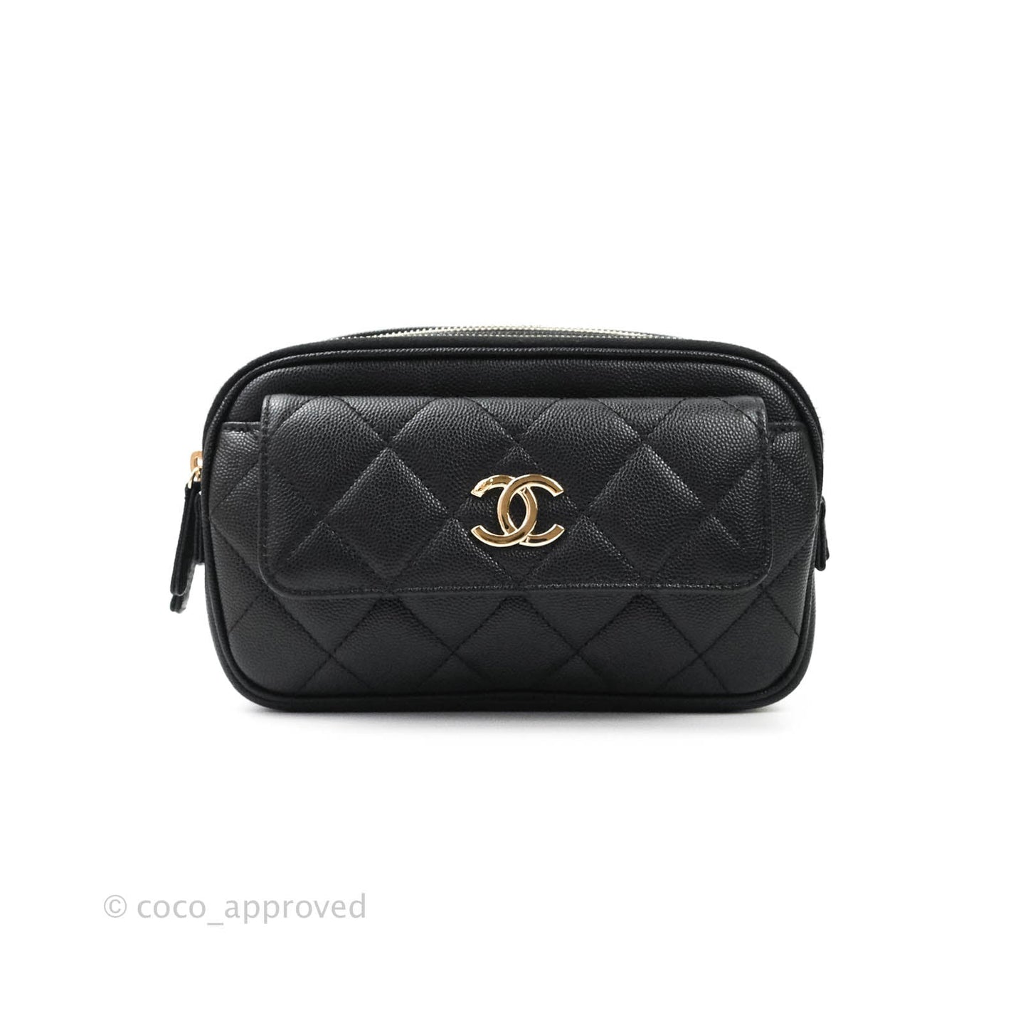 Chanel Quilted Caviar Waist Bag Black Gold Hardware