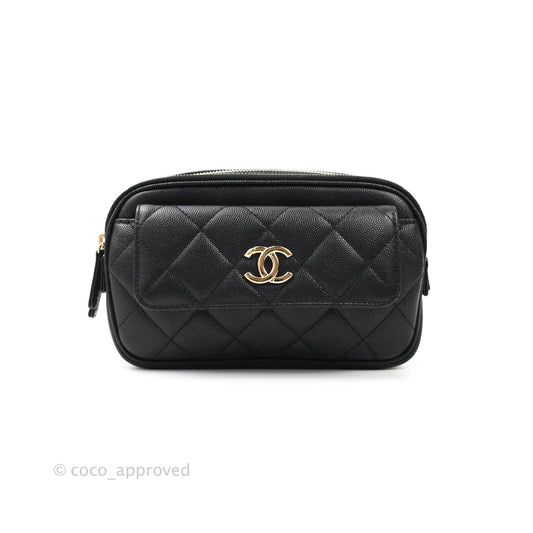 Chanel Quilted Caviar Waist Bag Black Gold Hardware