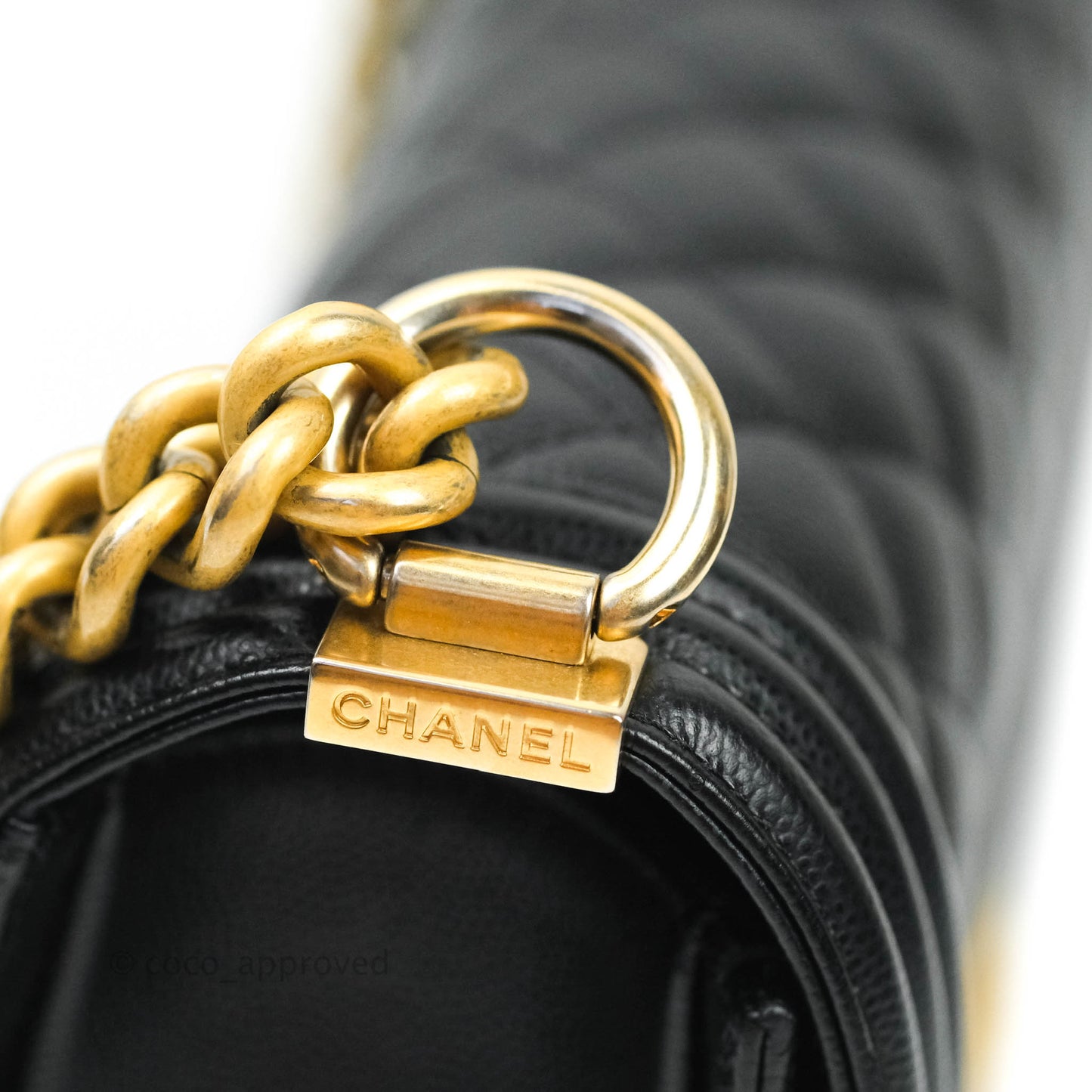 Chanel Boy Quilted Medium Black Caviar Aged Gold Hardware