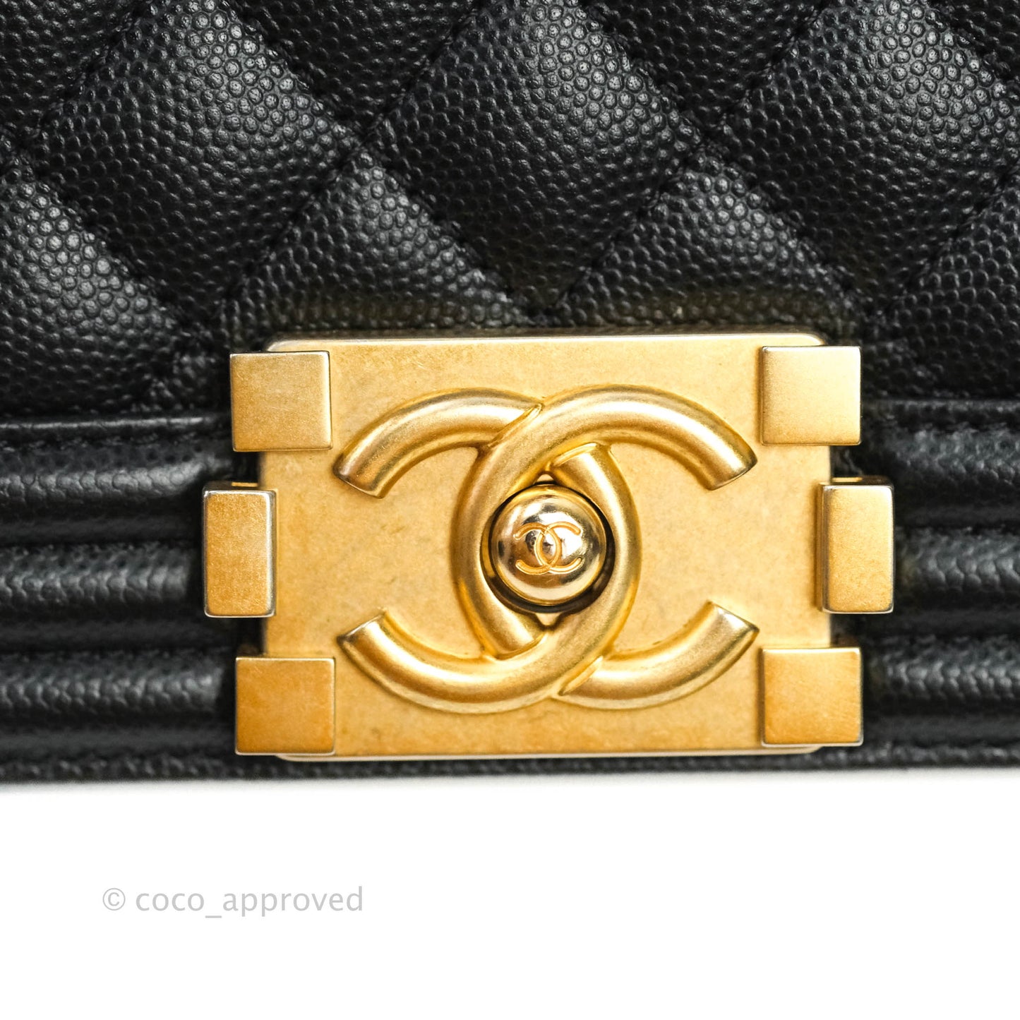 Chanel Boy Quilted Medium Black Caviar Aged Gold Hardware