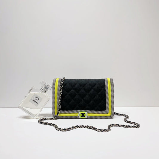 No.4145-Chanel Fabric Boy Wallet On Chain