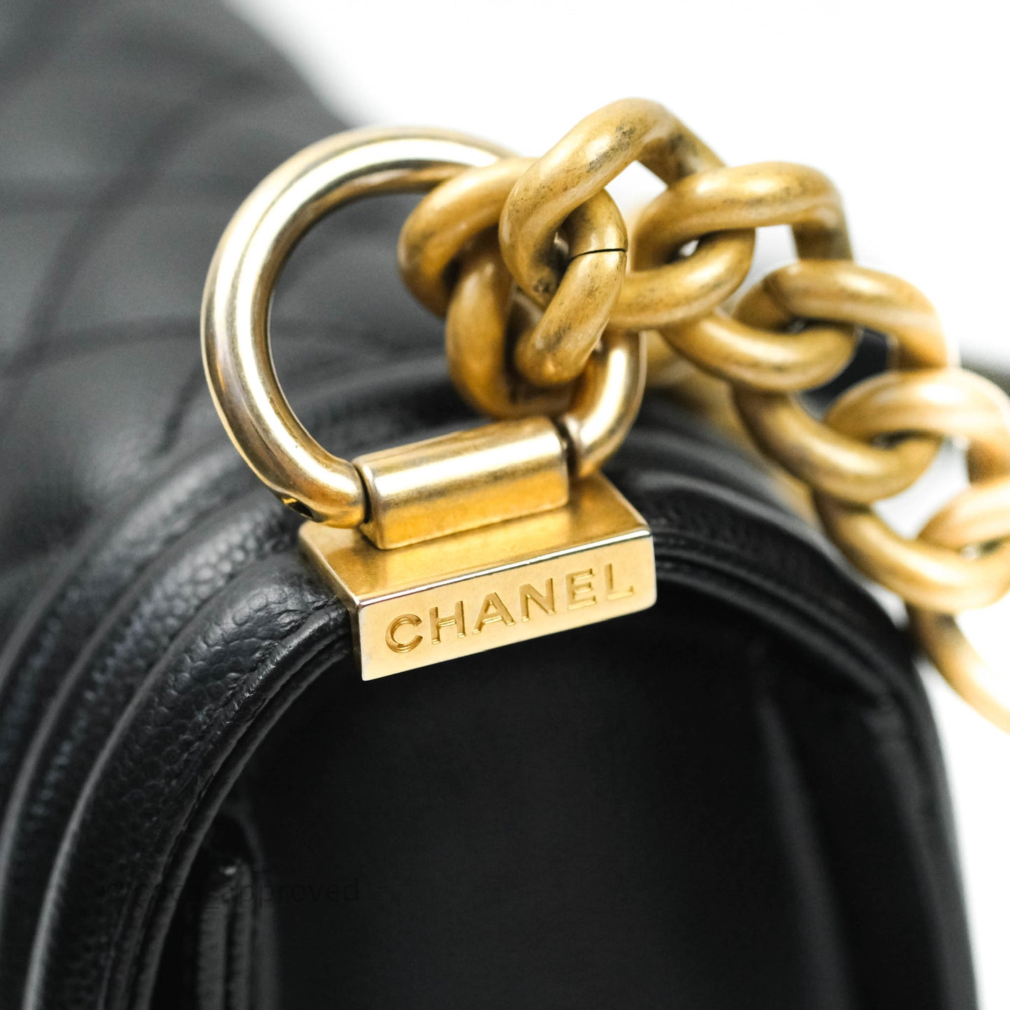 Chanel Boy Quilted Medium Black Caviar Aged Gold Hardware