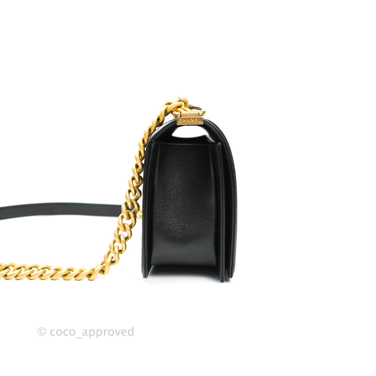 Chanel Boy Quilted Medium Black Caviar Aged Gold Hardware