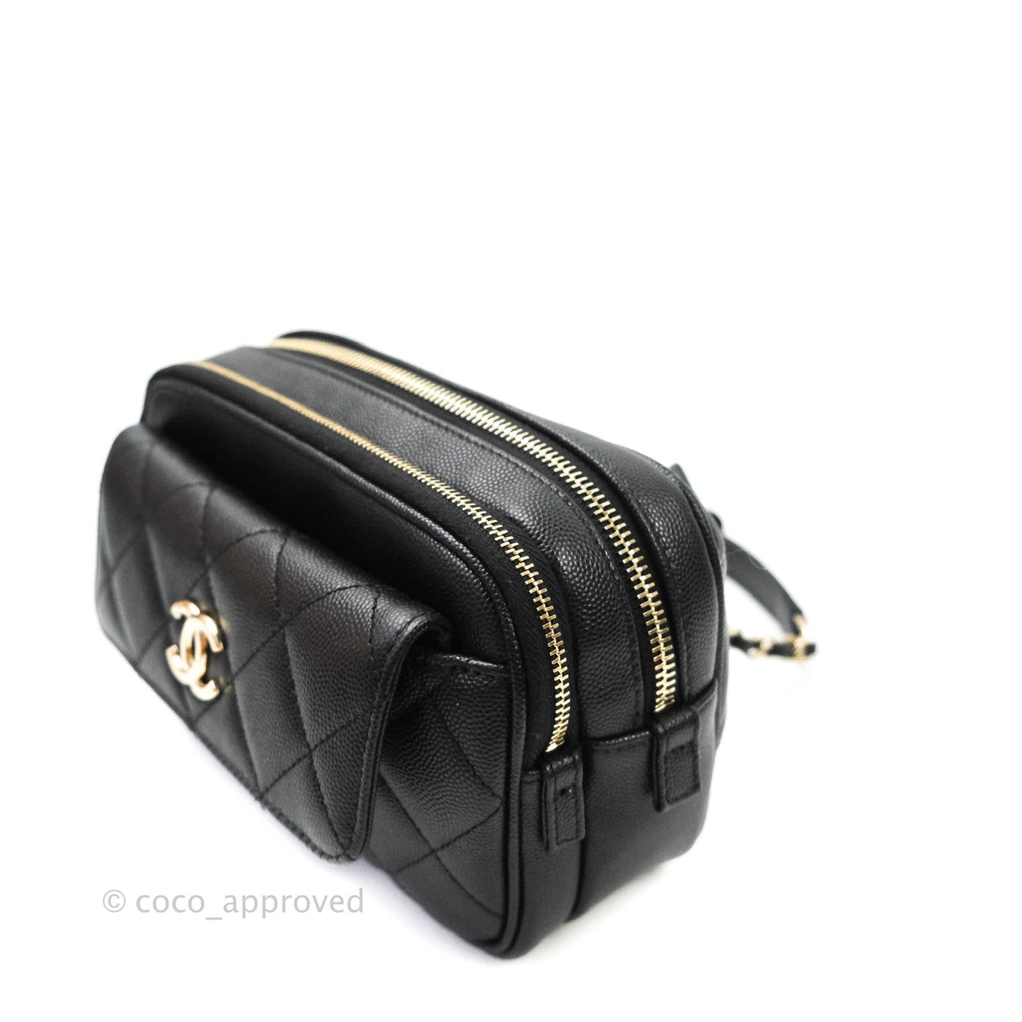 Chanel Quilted Caviar Waist Bag Black Gold Hardware