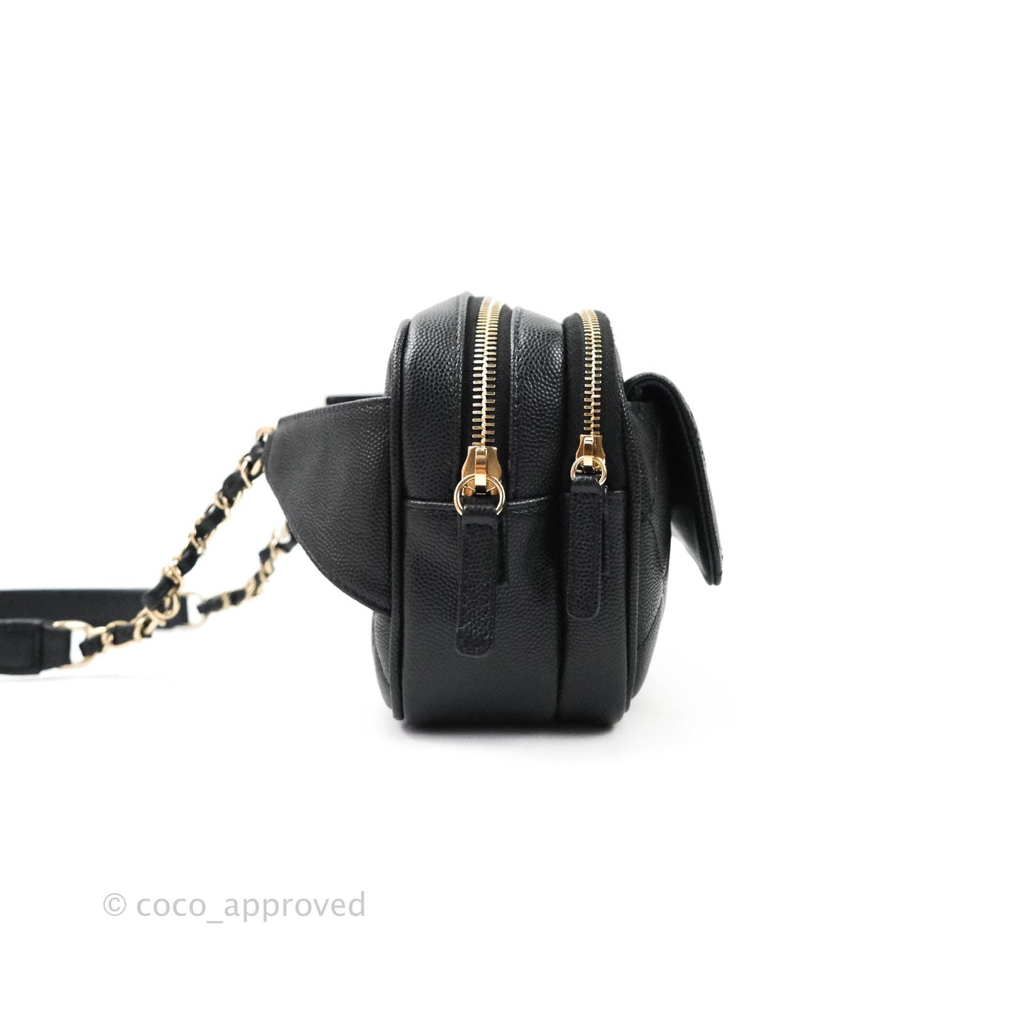Chanel Quilted Caviar Waist Bag Black Gold Hardware