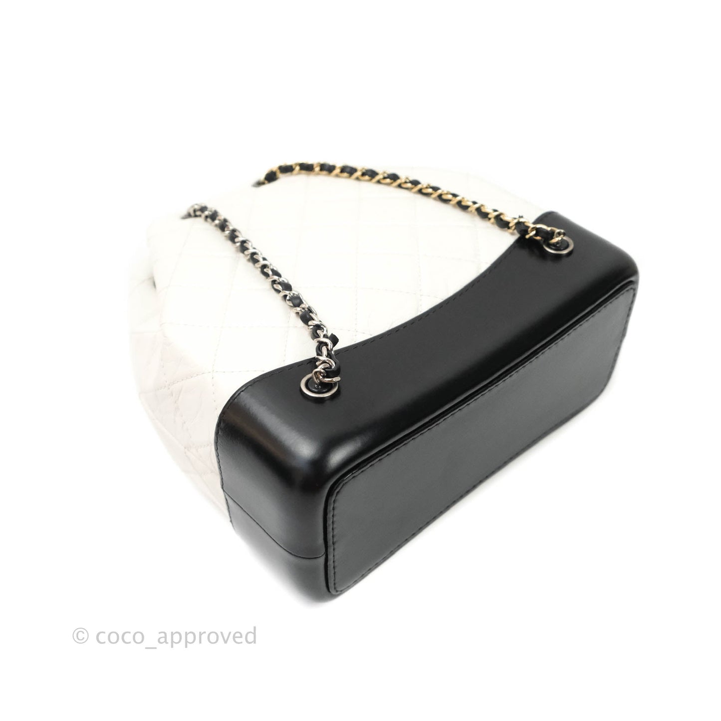 Chanel Small Gabrielle Backpack White Black Aged Calfskin