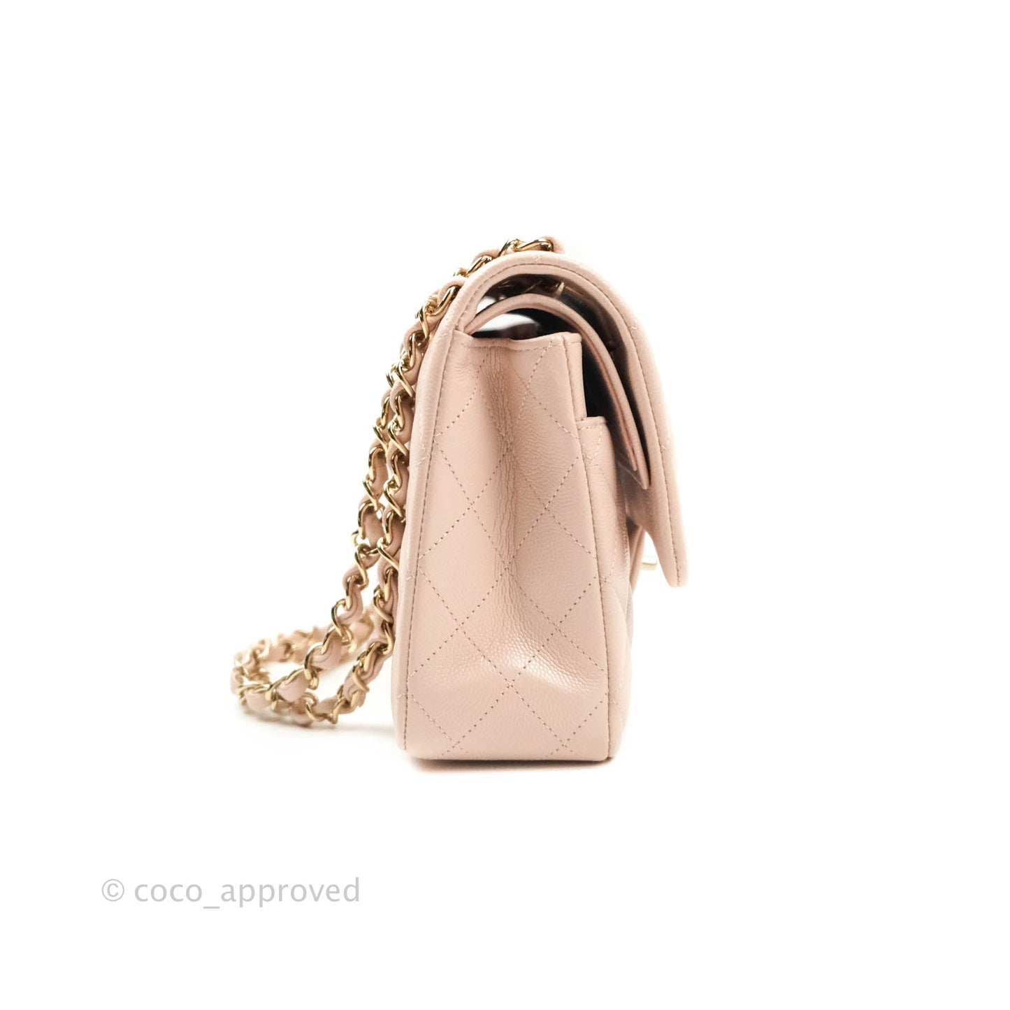 Chanel M/L Medium Double Flap Bag Rose Claire Caviar Gold Hardware 21C