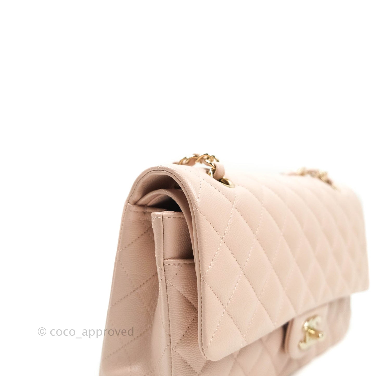 Chanel M/L Medium Double Flap Bag Rose Claire Caviar Gold Hardware 21C