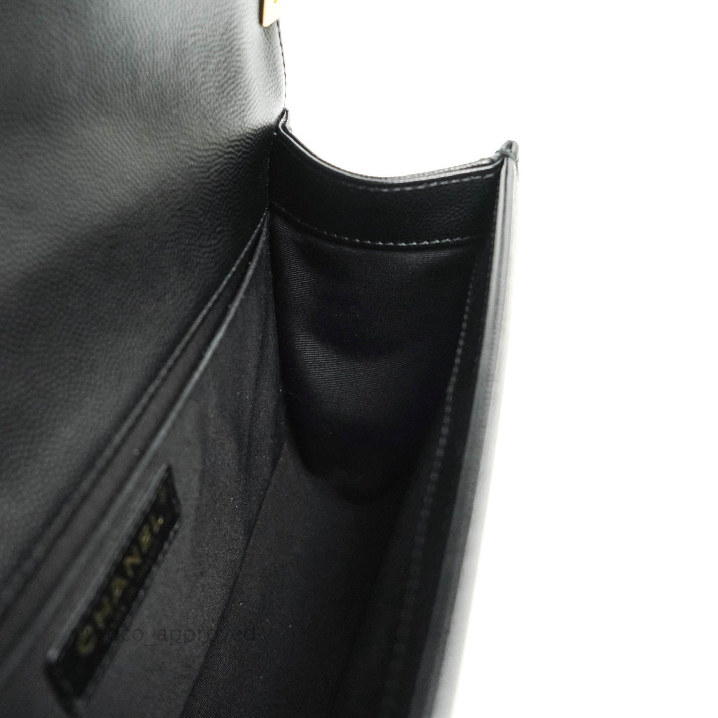 Chanel Boy Quilted Medium Black Caviar Aged Gold Hardware