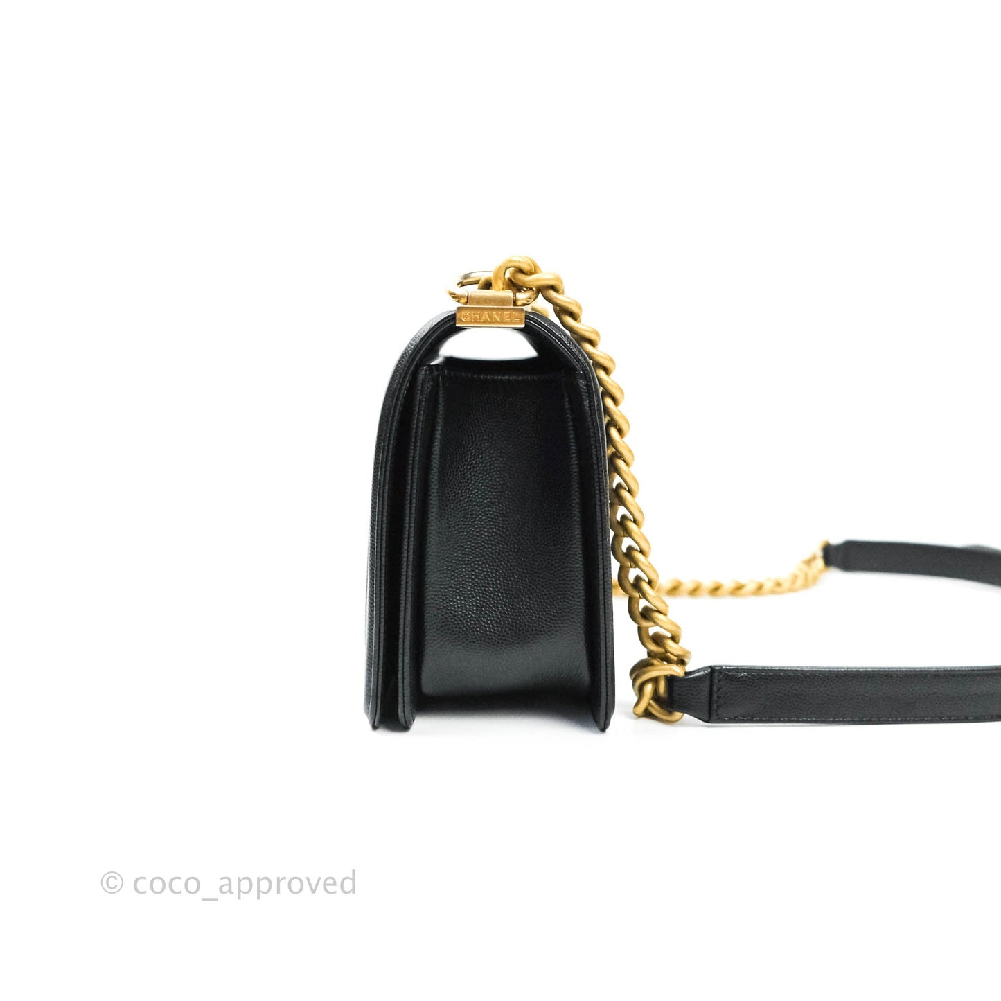 Chanel Boy Quilted Medium Black Caviar Aged Gold Hardware