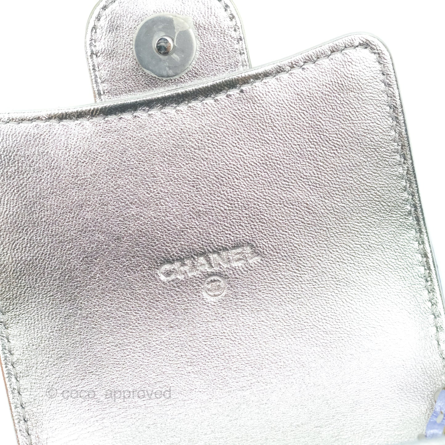 Chanel Classic Quilted Metallic Rainbow Lambskin Phone Holder Rainbow Hardware