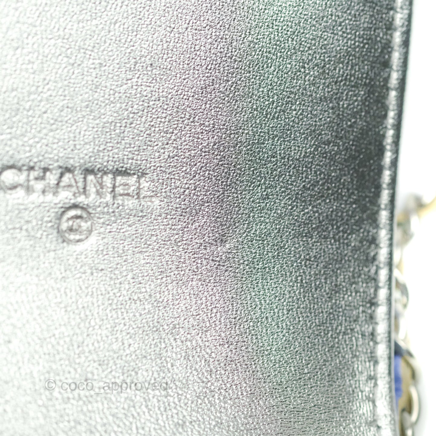 Chanel Classic Quilted Metallic Rainbow Lambskin Phone Holder Rainbow Hardware