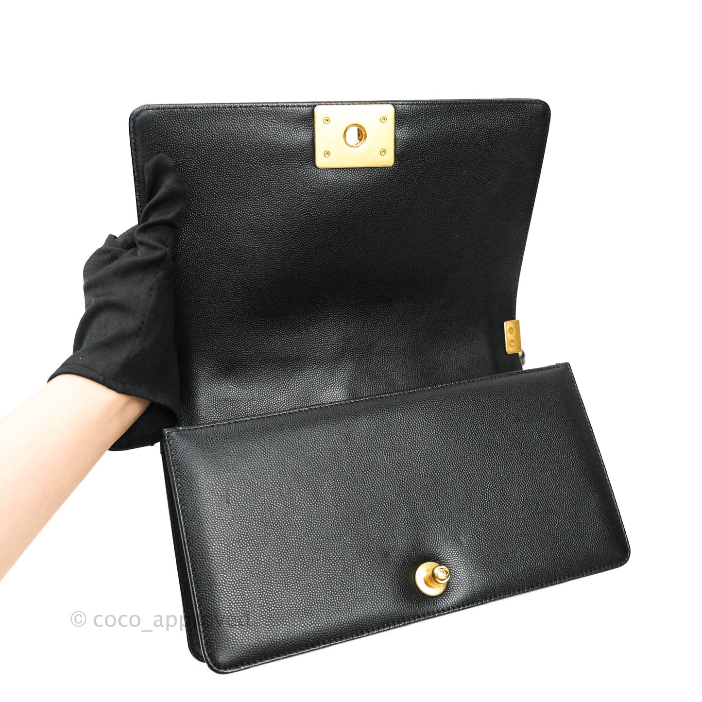 Chanel Boy Quilted Medium Black Caviar Aged Gold Hardware
