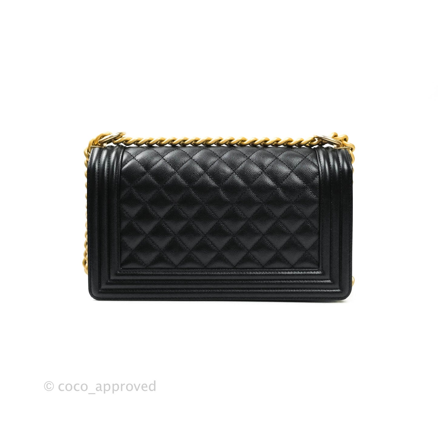 Chanel Boy Quilted Medium Black Caviar Aged Gold Hardware