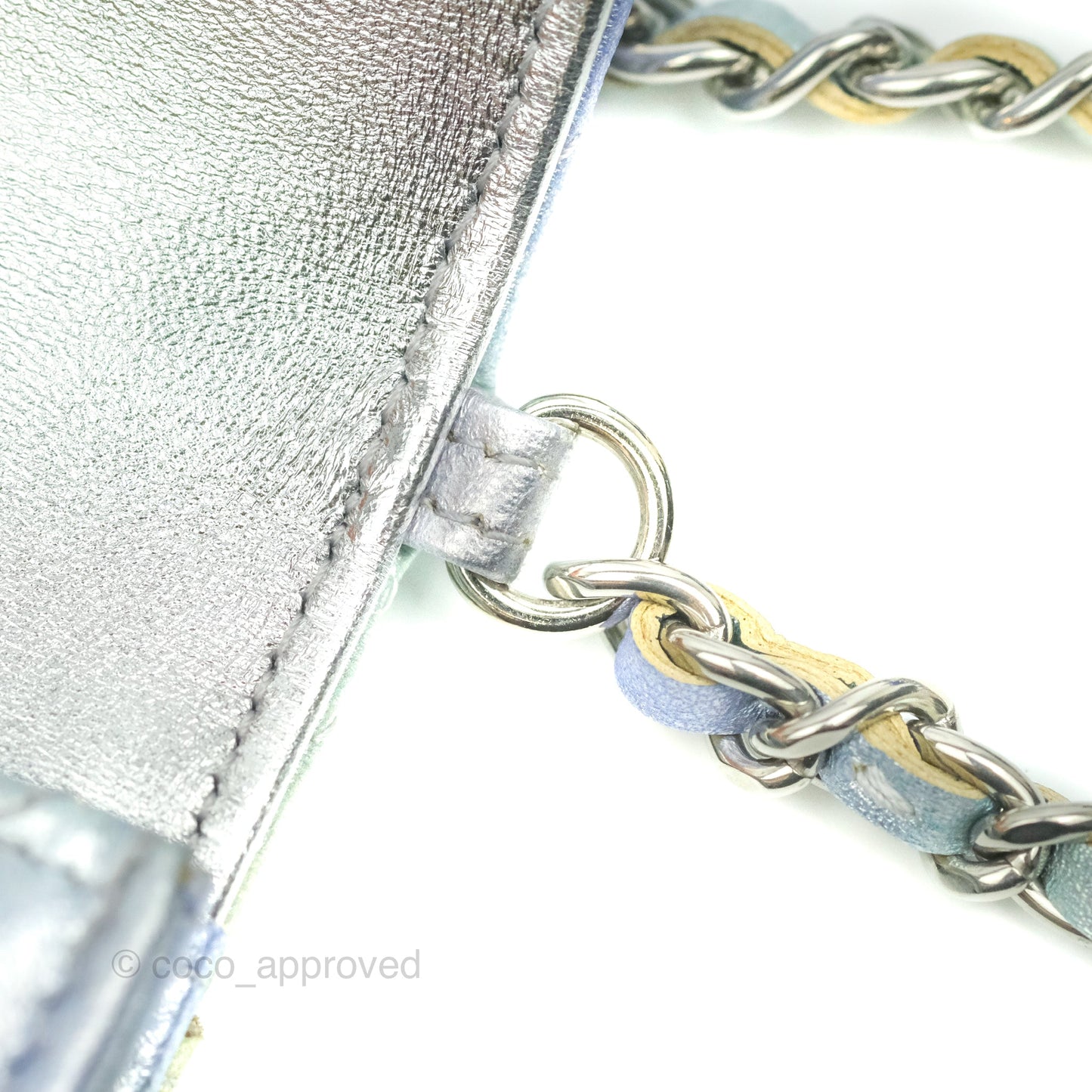 Chanel Classic Quilted Metallic Rainbow Lambskin Phone Holder Rainbow Hardware