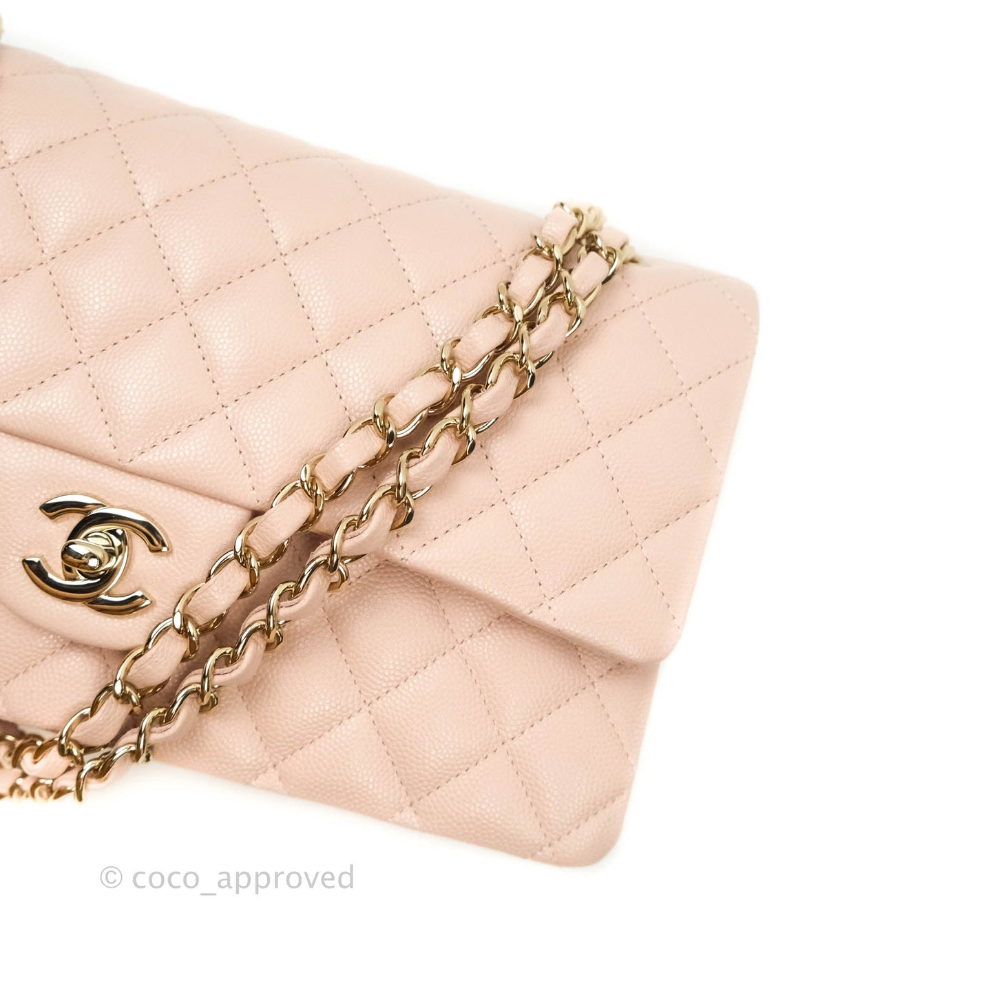 Chanel M/L Medium Double Flap Bag Rose Claire Caviar Gold Hardware 21C
