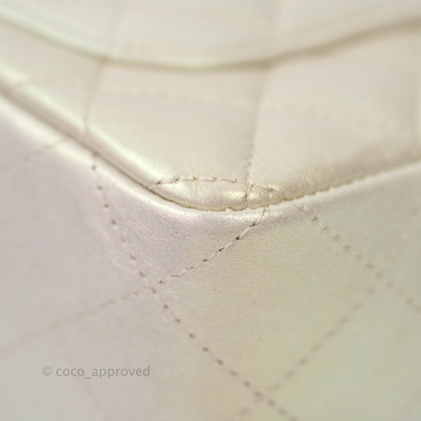 Chanel Quilted Mini Rectangular Iridescent Ivory Lambskin Gold Hardware