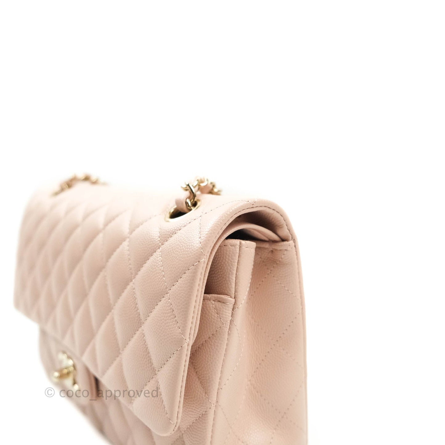 Chanel M/L Medium Double Flap Bag Rose Claire Caviar Gold Hardware 21C